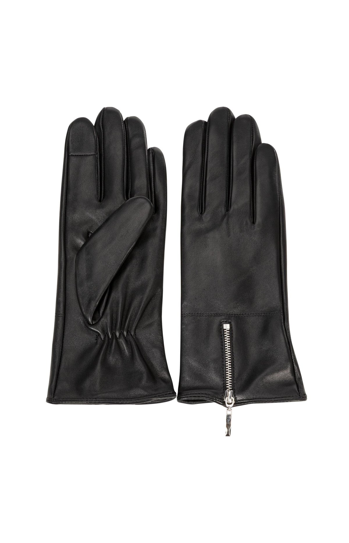 Leather gloves with zipper detail - Type: product