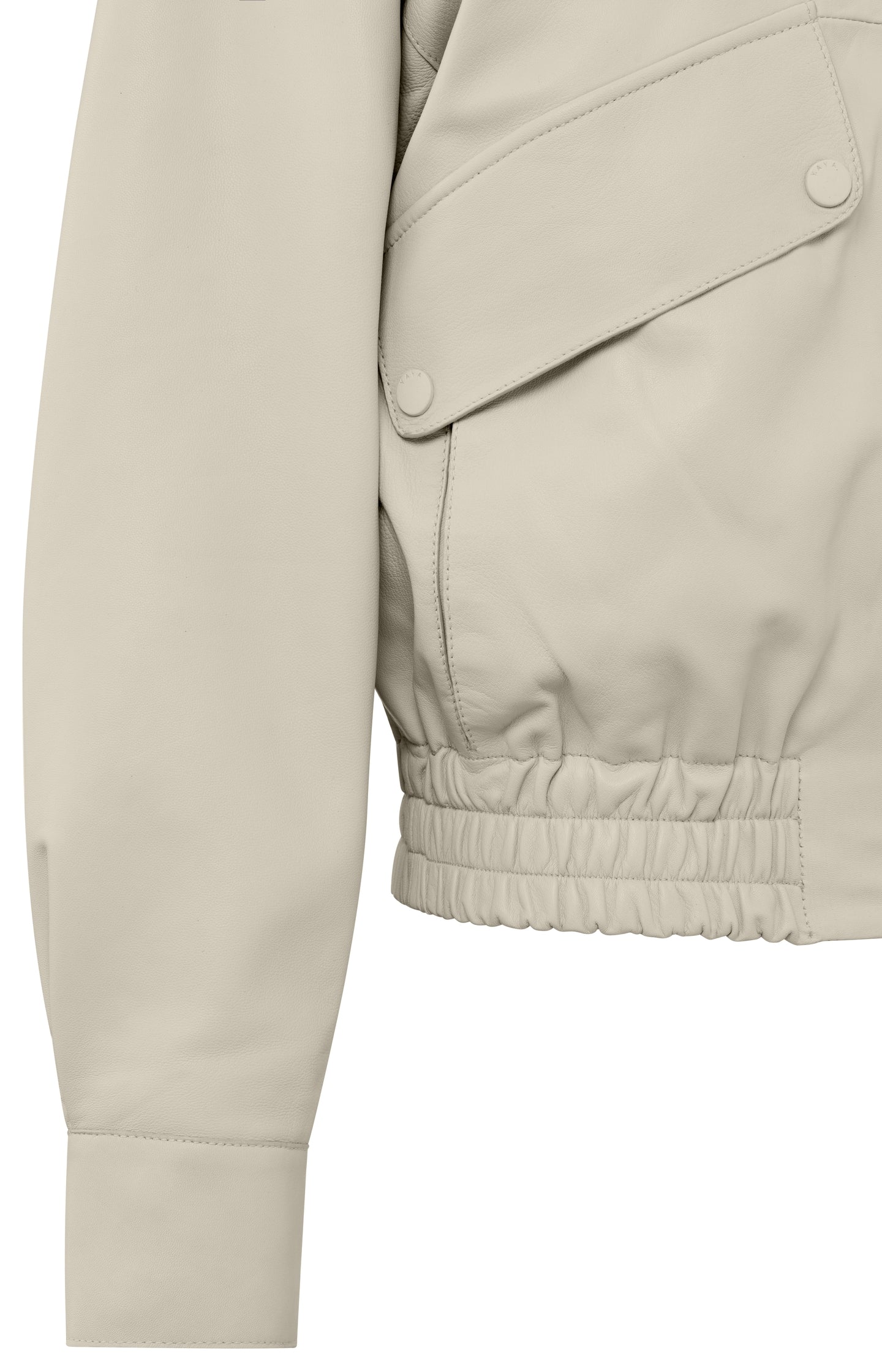 Leather jacket with long sleeves, pockets and a zip