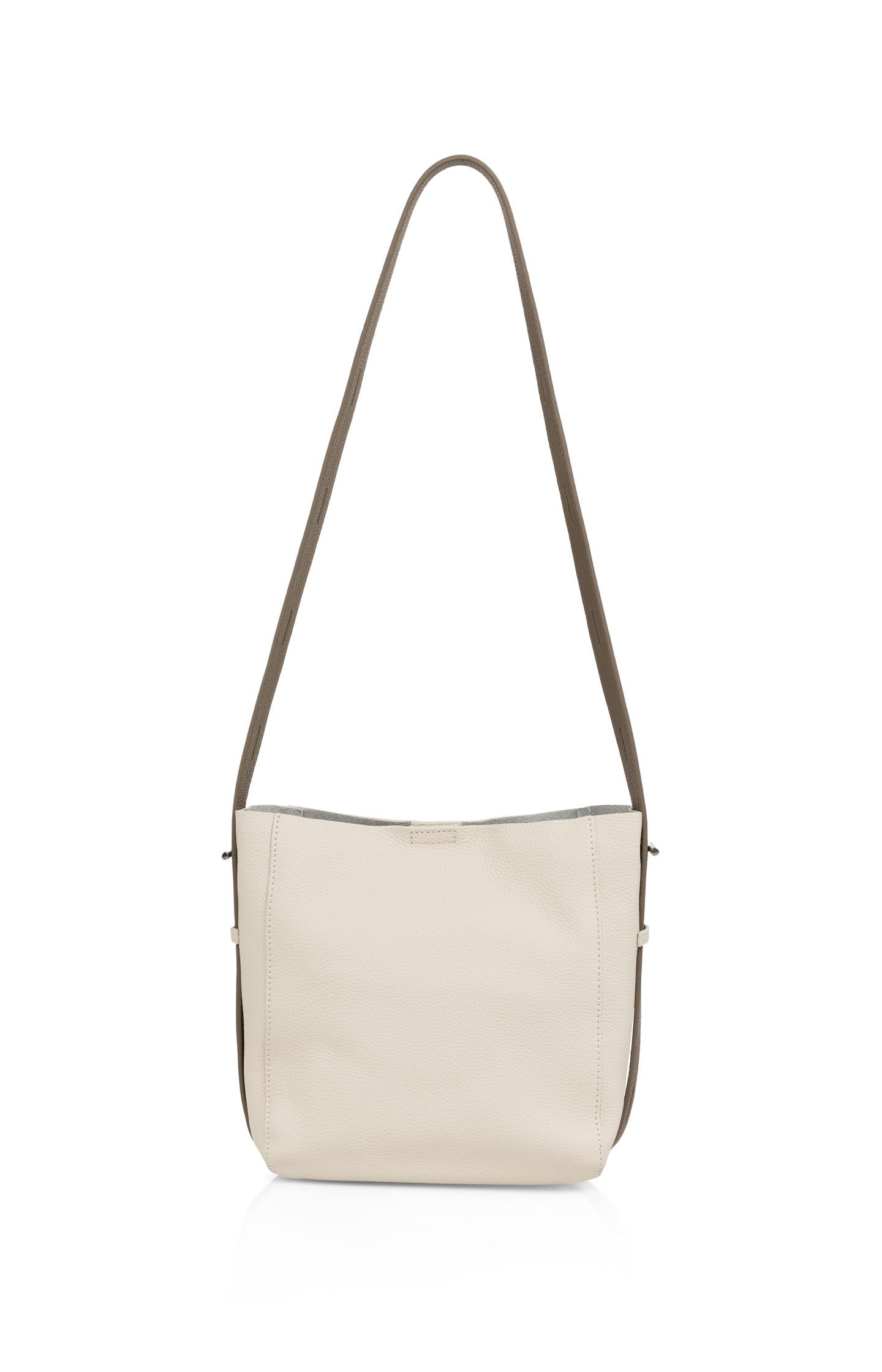 Leather shoulder bag with detachable inner pouch