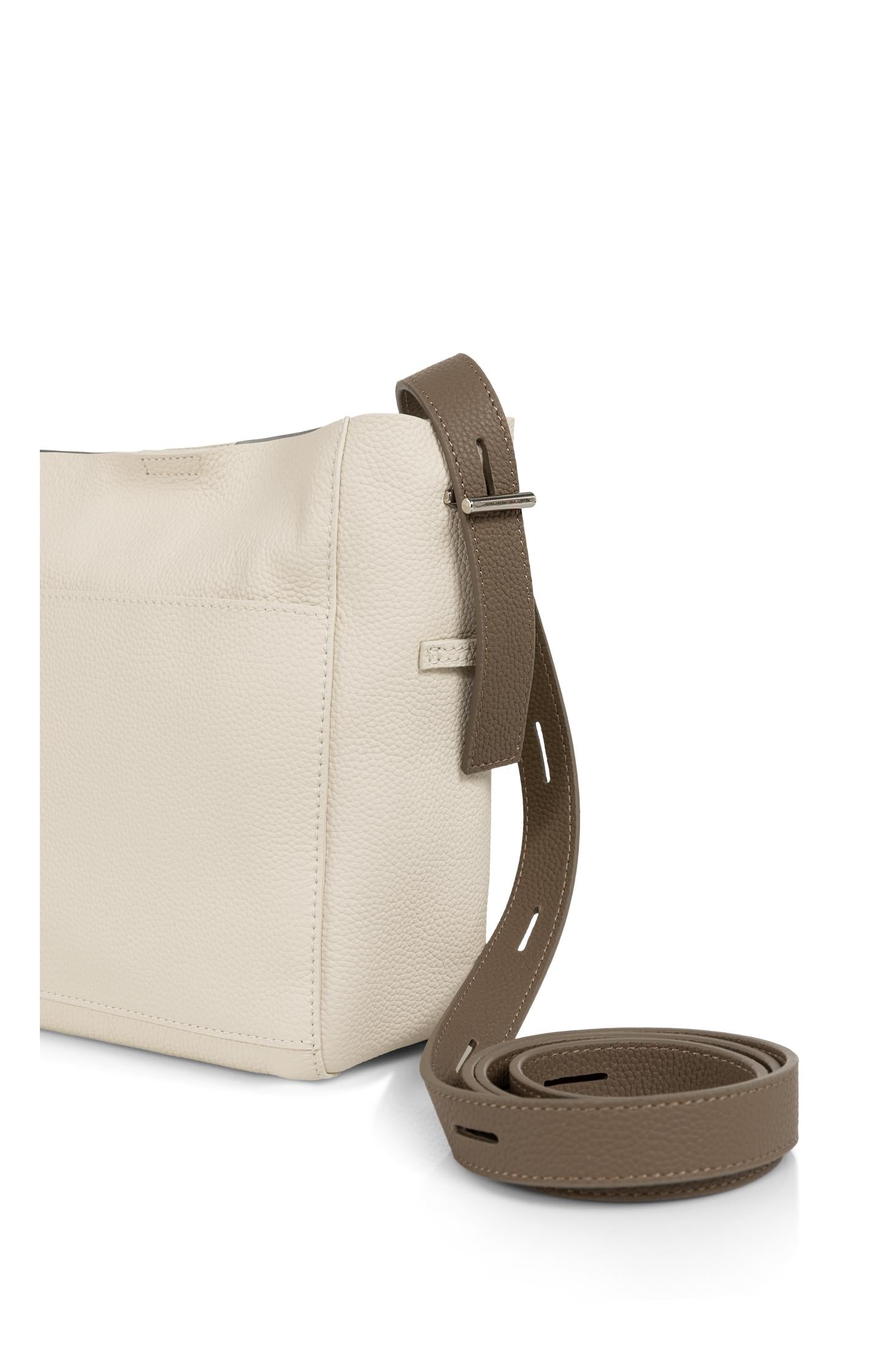 Leather shoulder bag with detachable inner pouch