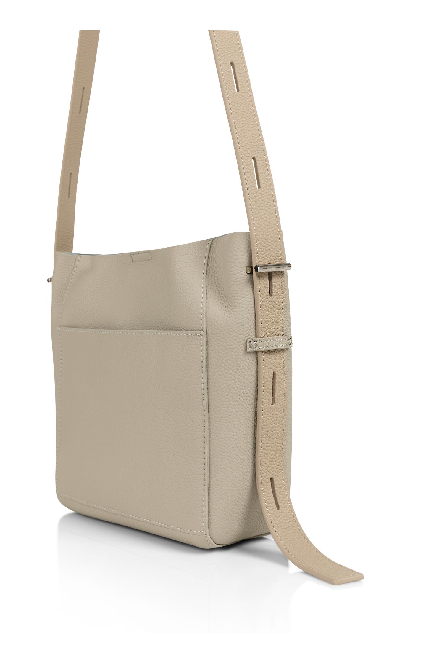 Leather shoulder bag with detachable inner pouch