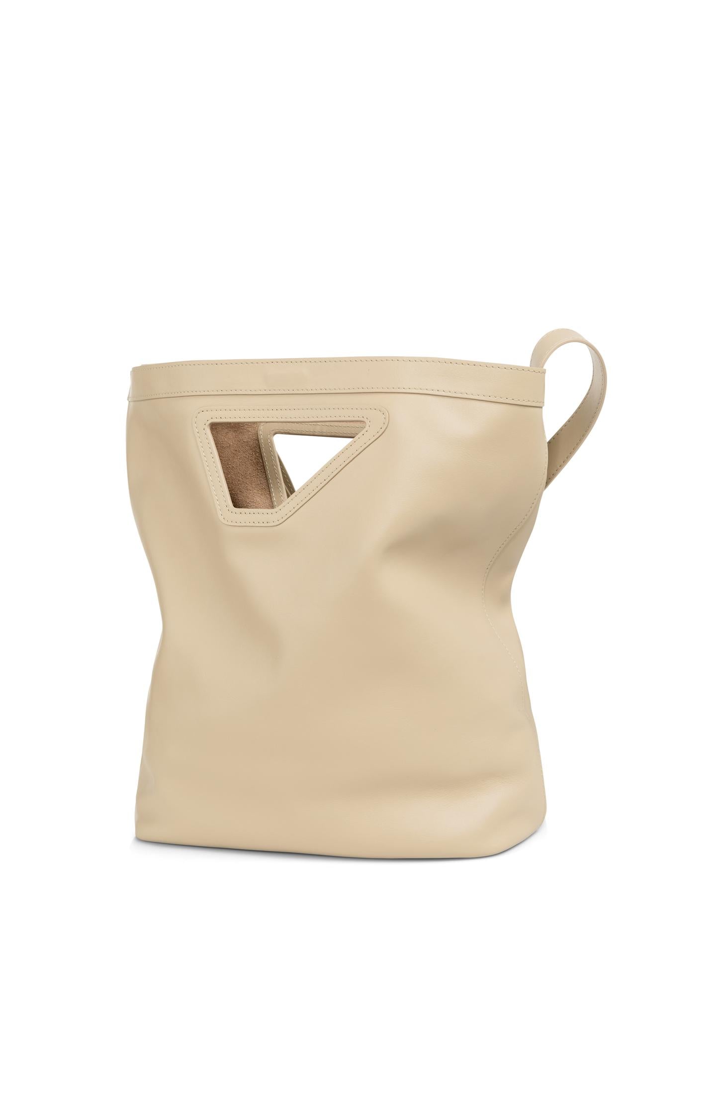 Leather shoulder bag with triangle handle - Type: product