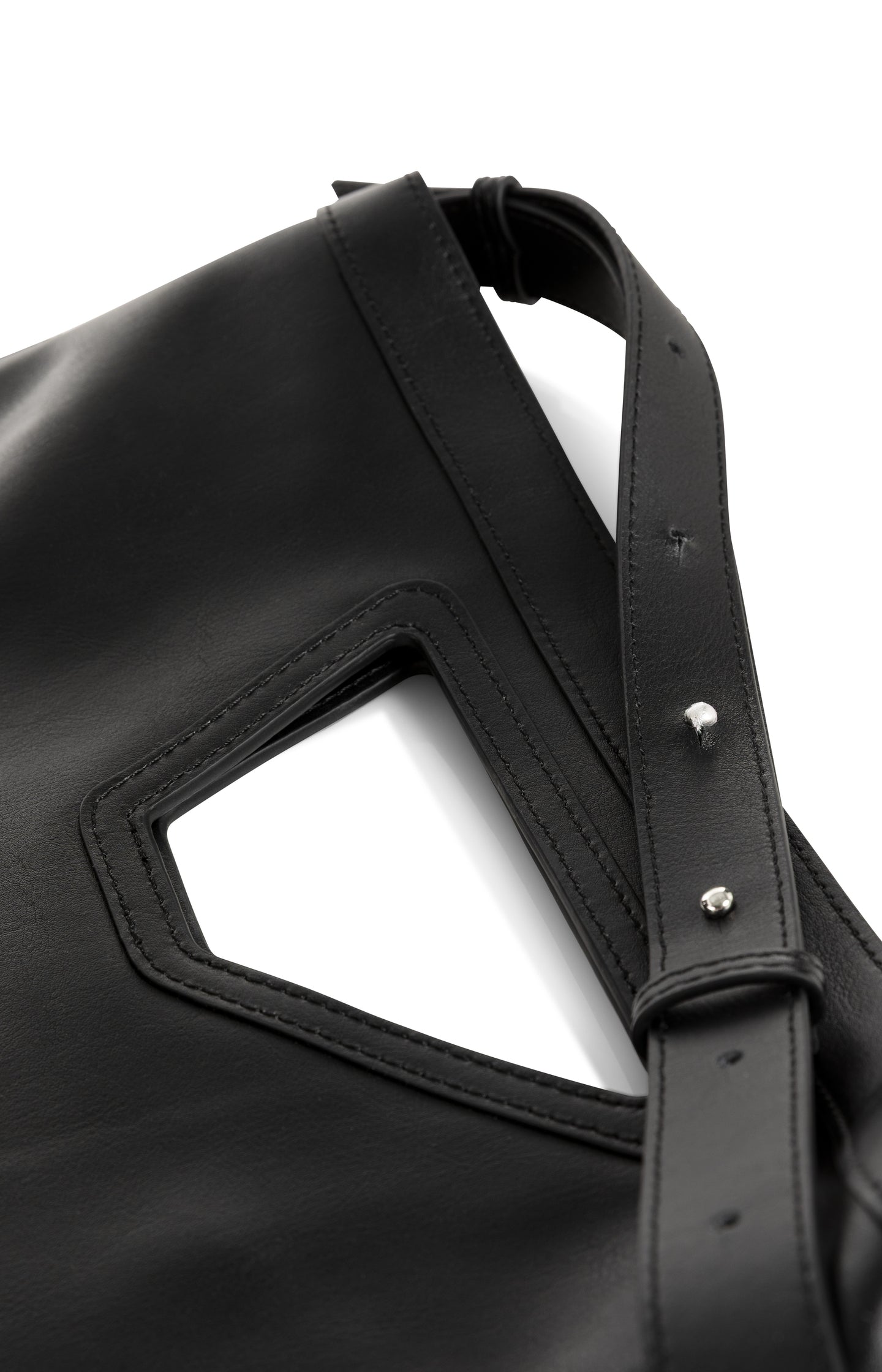 Leather shoulder bag with triangle handle - Type: product