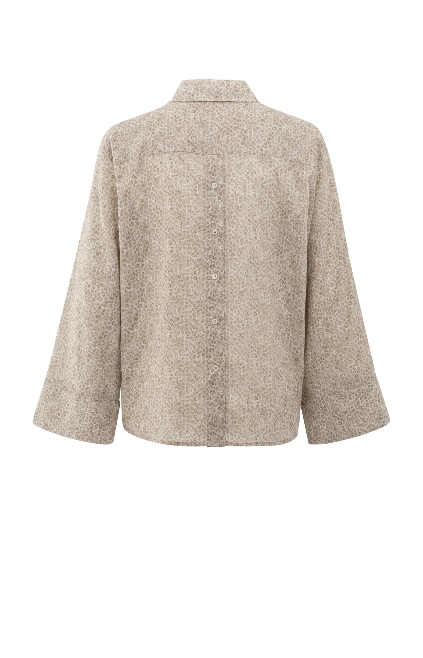 Leopard print blouse with back button detail