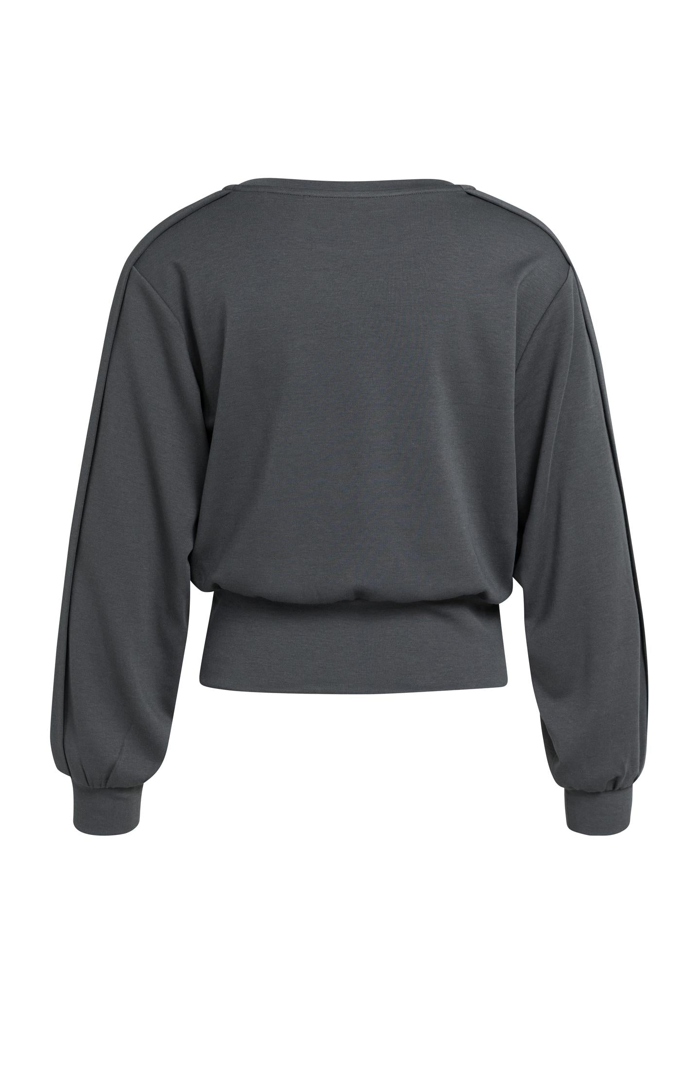 Lightweight sweater with waistband and folded detail