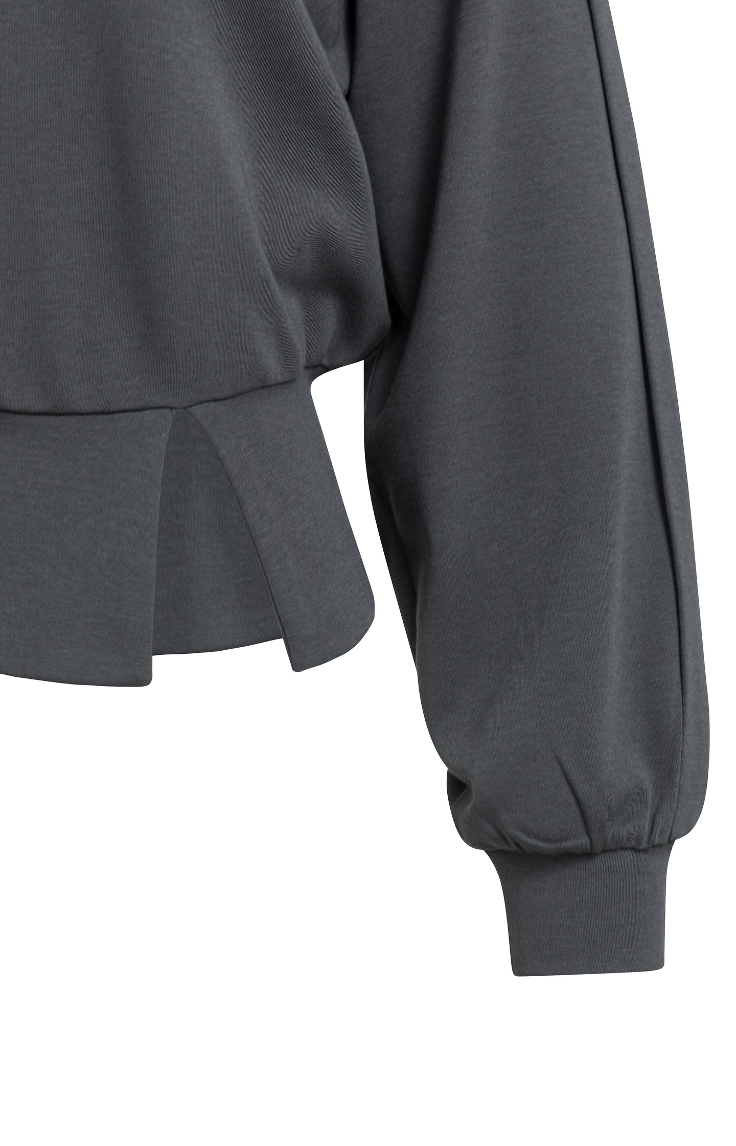 Lightweight sweater with waistband and folded detail