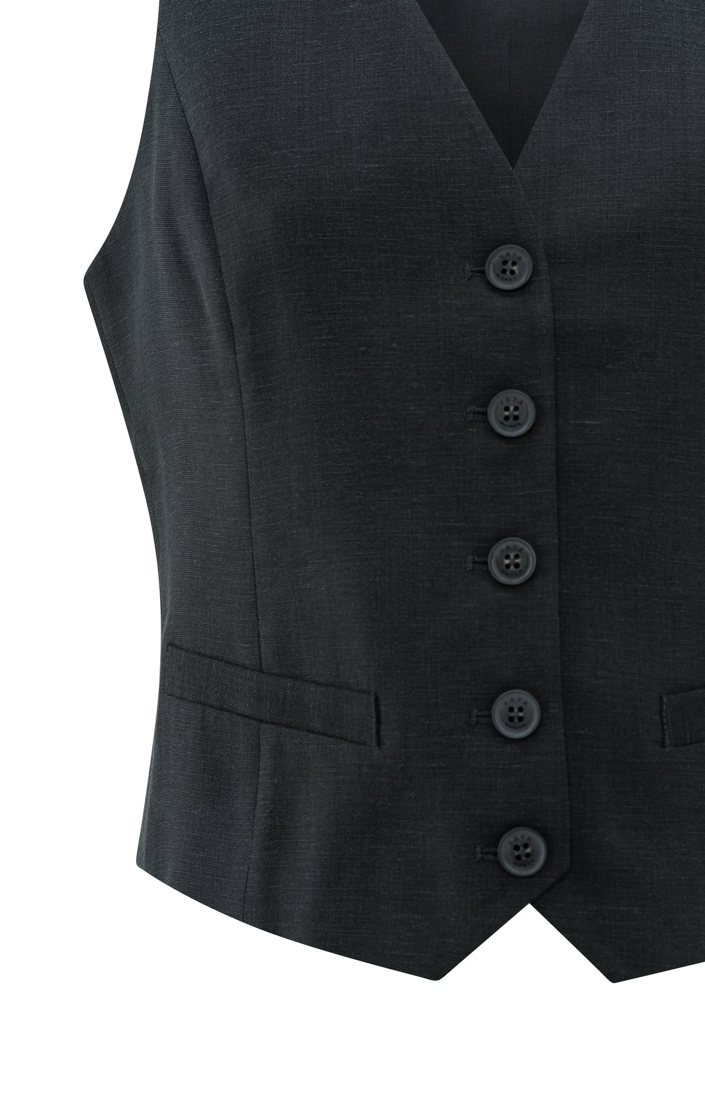 Linen blend gilet with button closure
