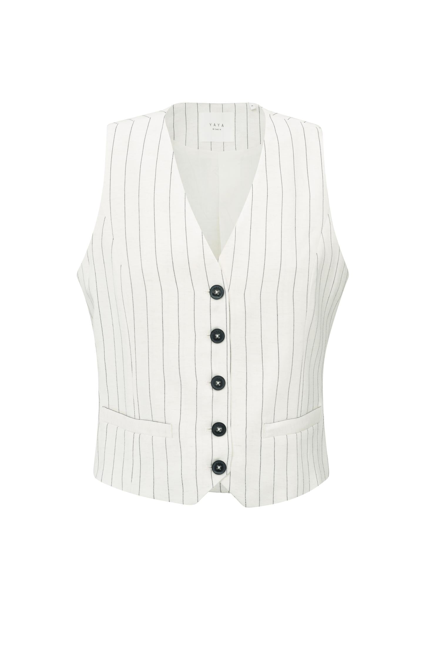 Linen blend gilet with pinstripe pattern - Type: product