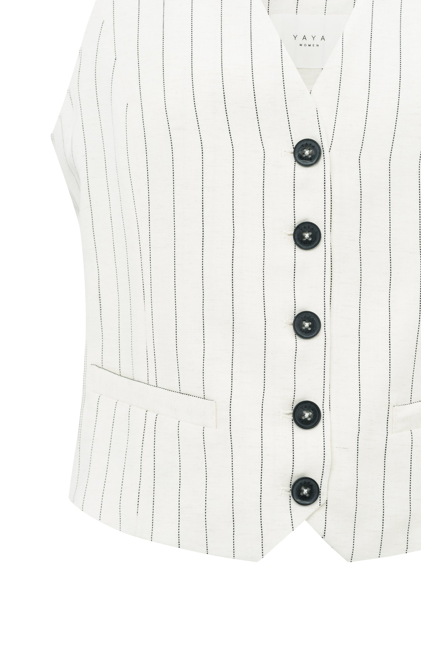 Linen blend gilet with pinstripe pattern