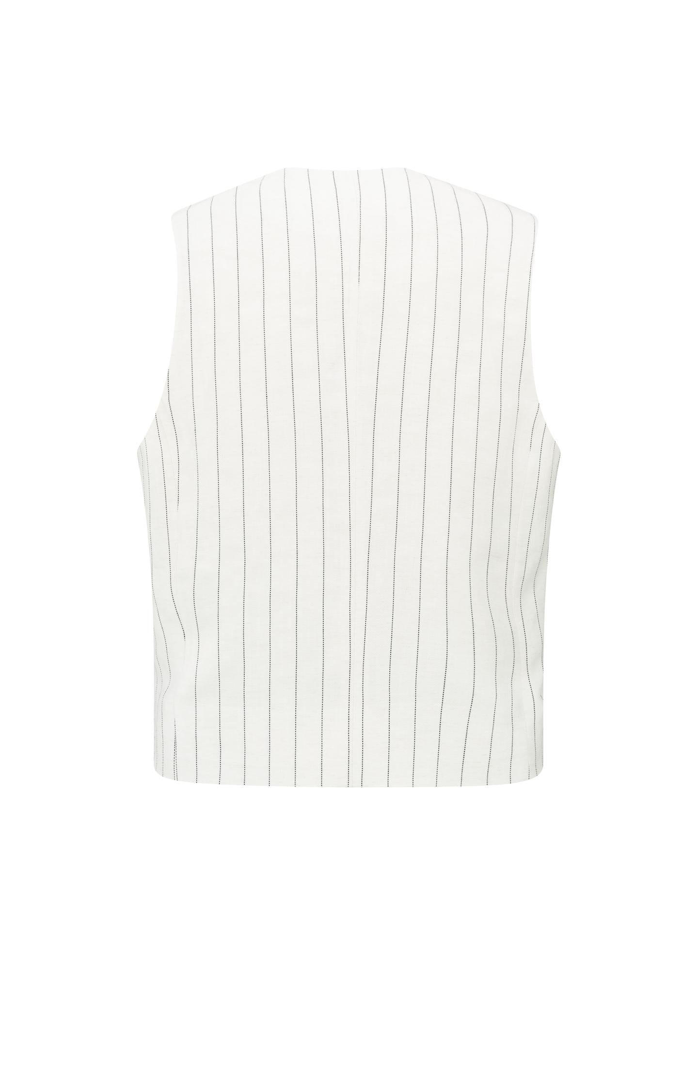 Linen blend gilet with pinstripe pattern