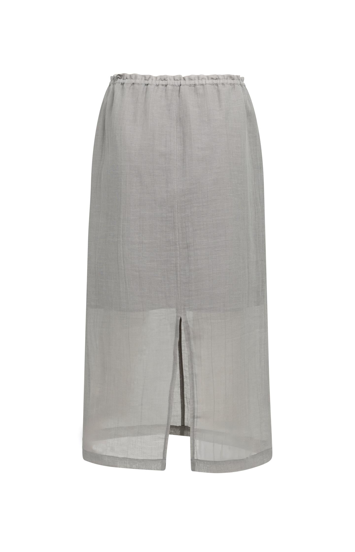 Linen-blend midi skirt with elastic waist - Type: video