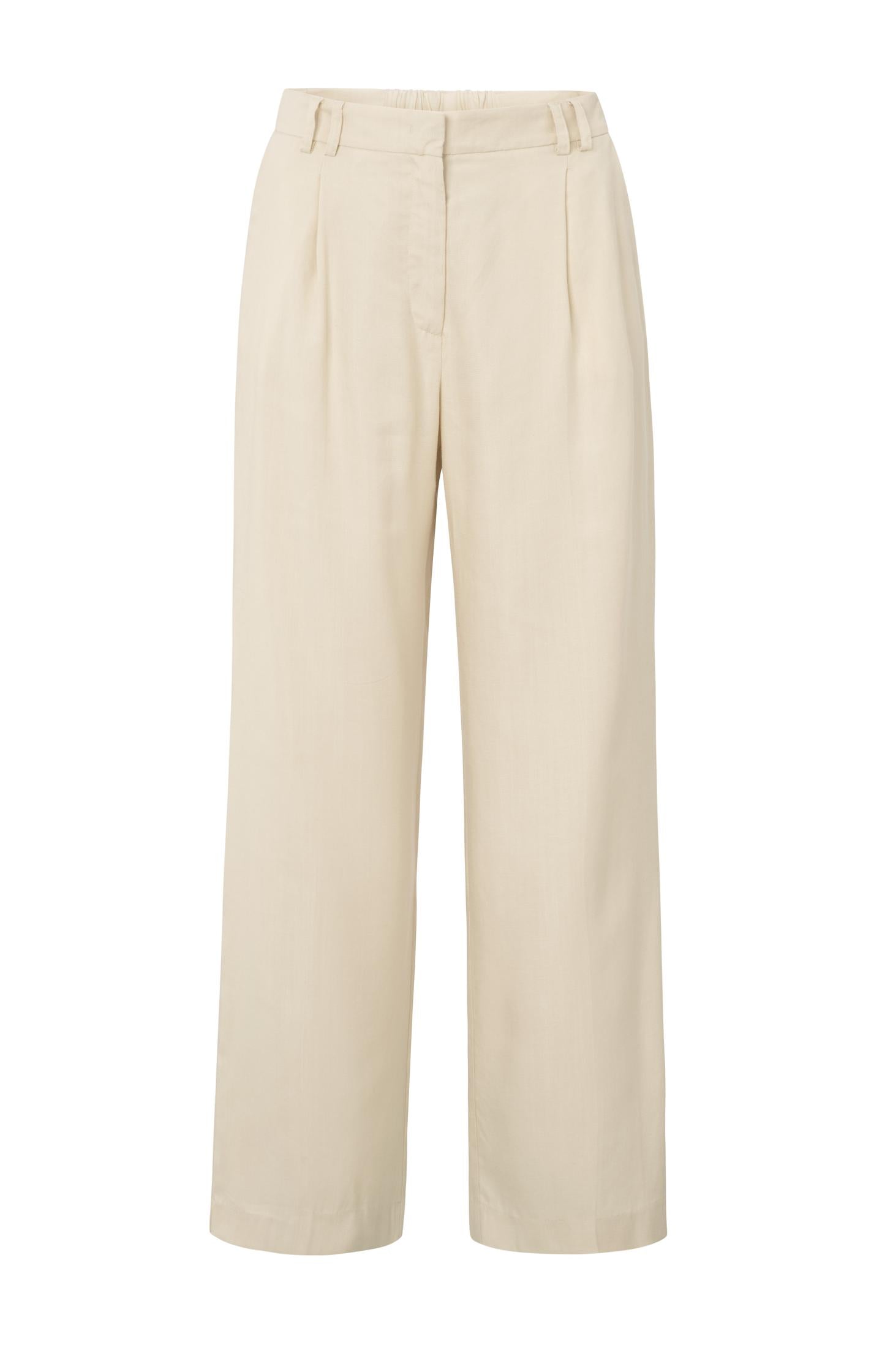 Linen-blend trousers with wide legs - Type: product