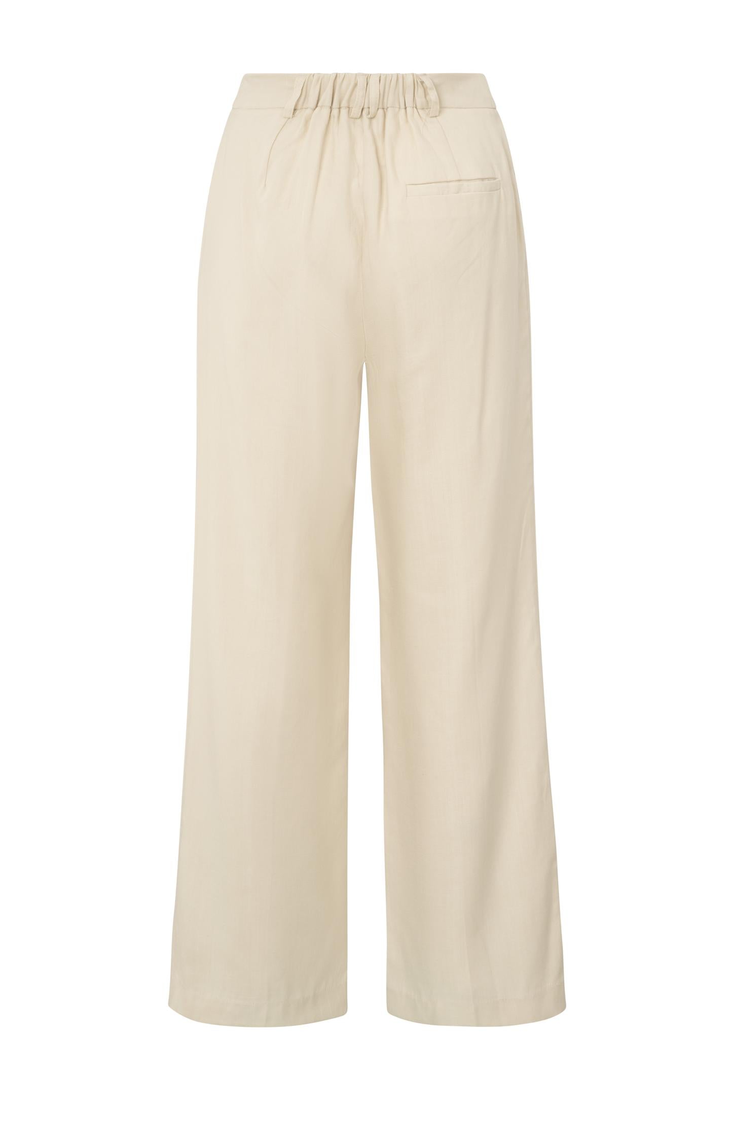 Linen-blend trousers with wide legs