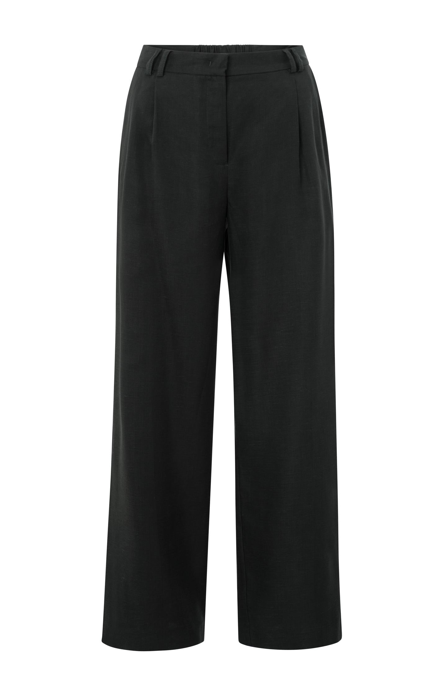 Linen-blend trousers with wide legs - Type: product