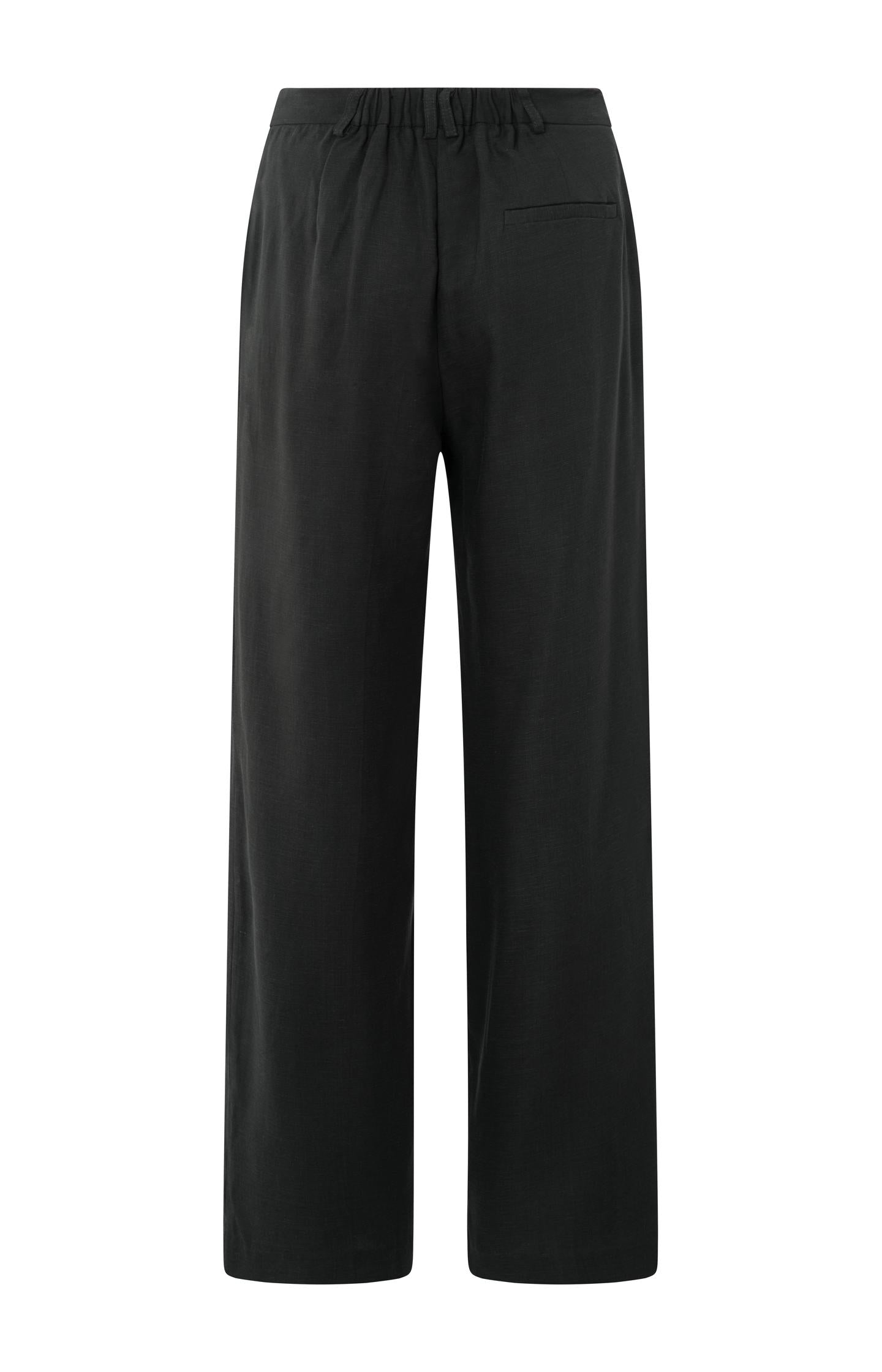 Linen-blend trousers with wide legs (L32)