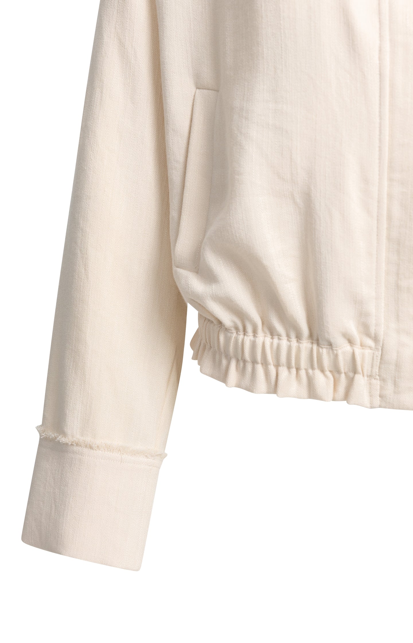 Linen blouse jacket with collar and elasticated hem