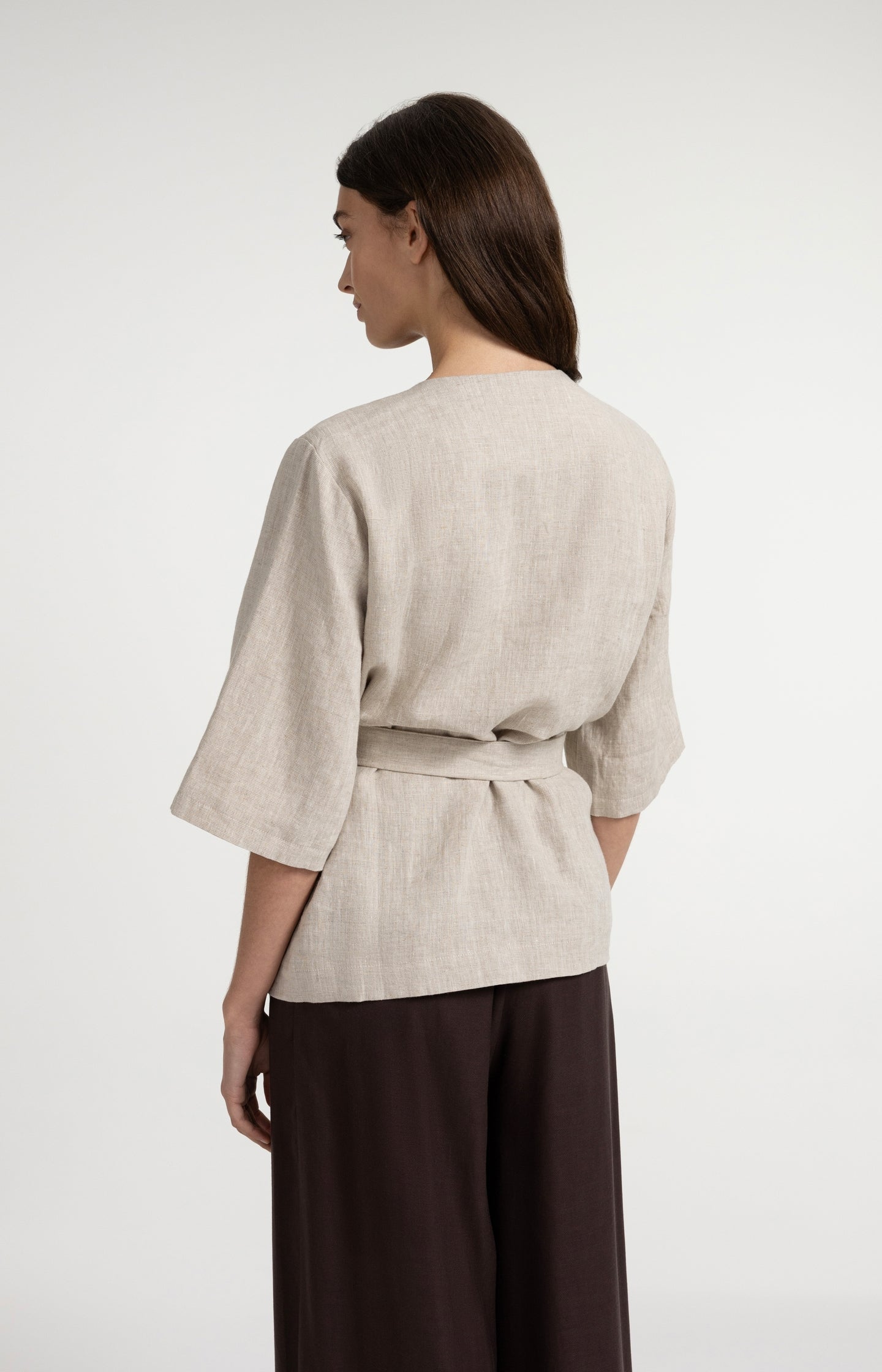 Linen wrap jacket with tie belt - Type: video