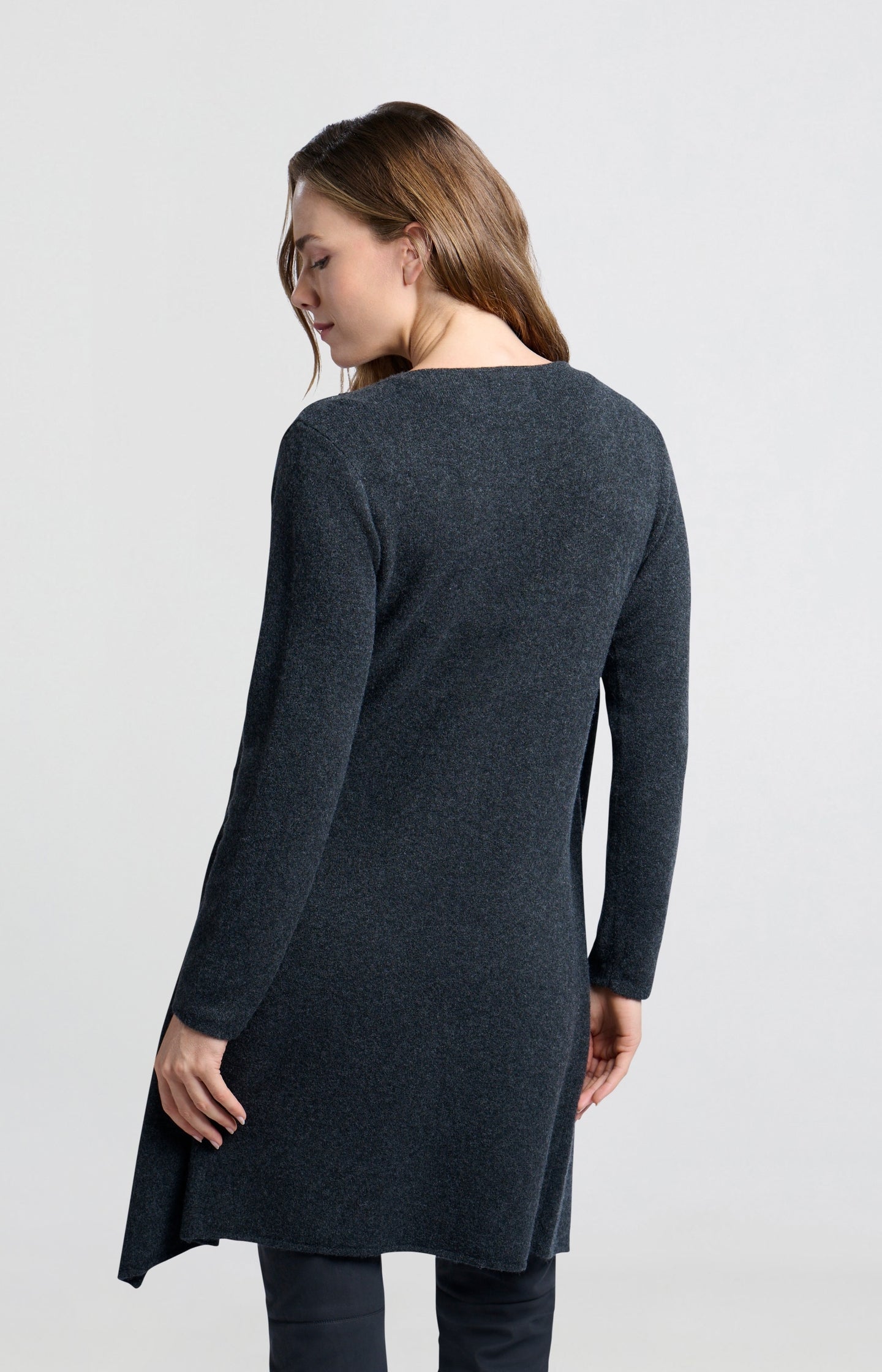 Long cardigan with attached vest, long sleeves and a V-neck