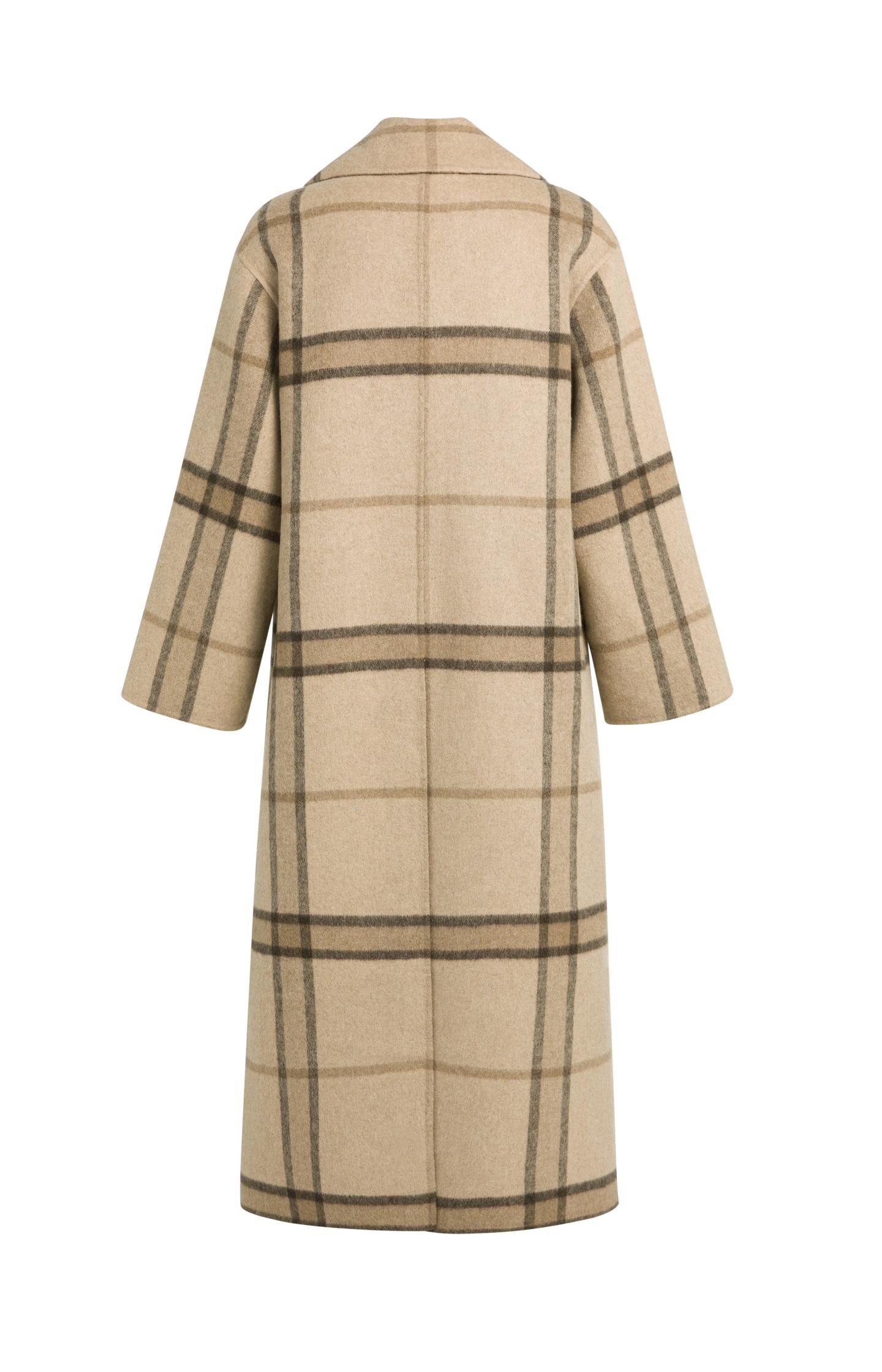Long checked wool blend coat with oversized fit - Type: lookbook
