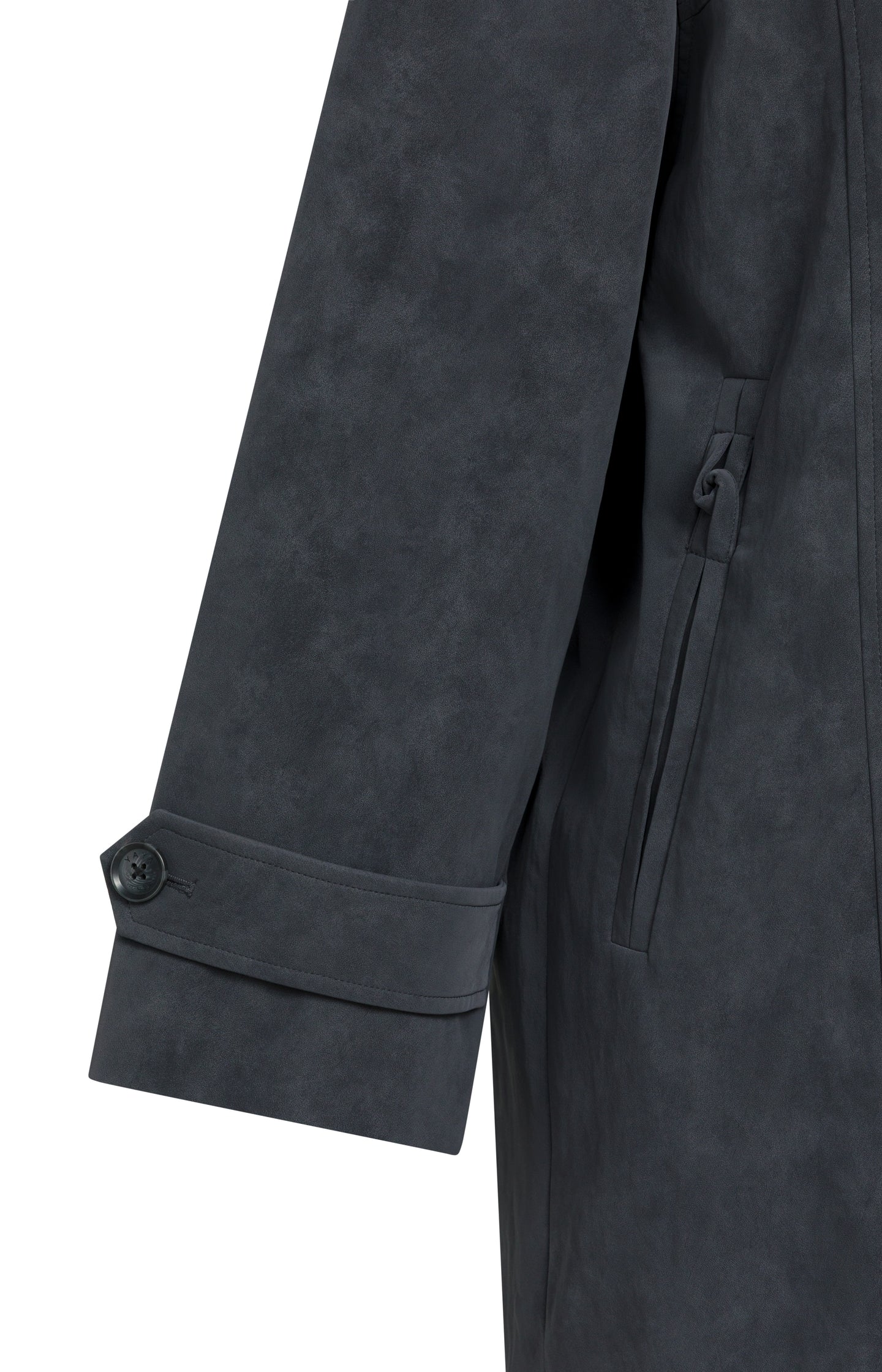 Long faux suede coat with detachable collar