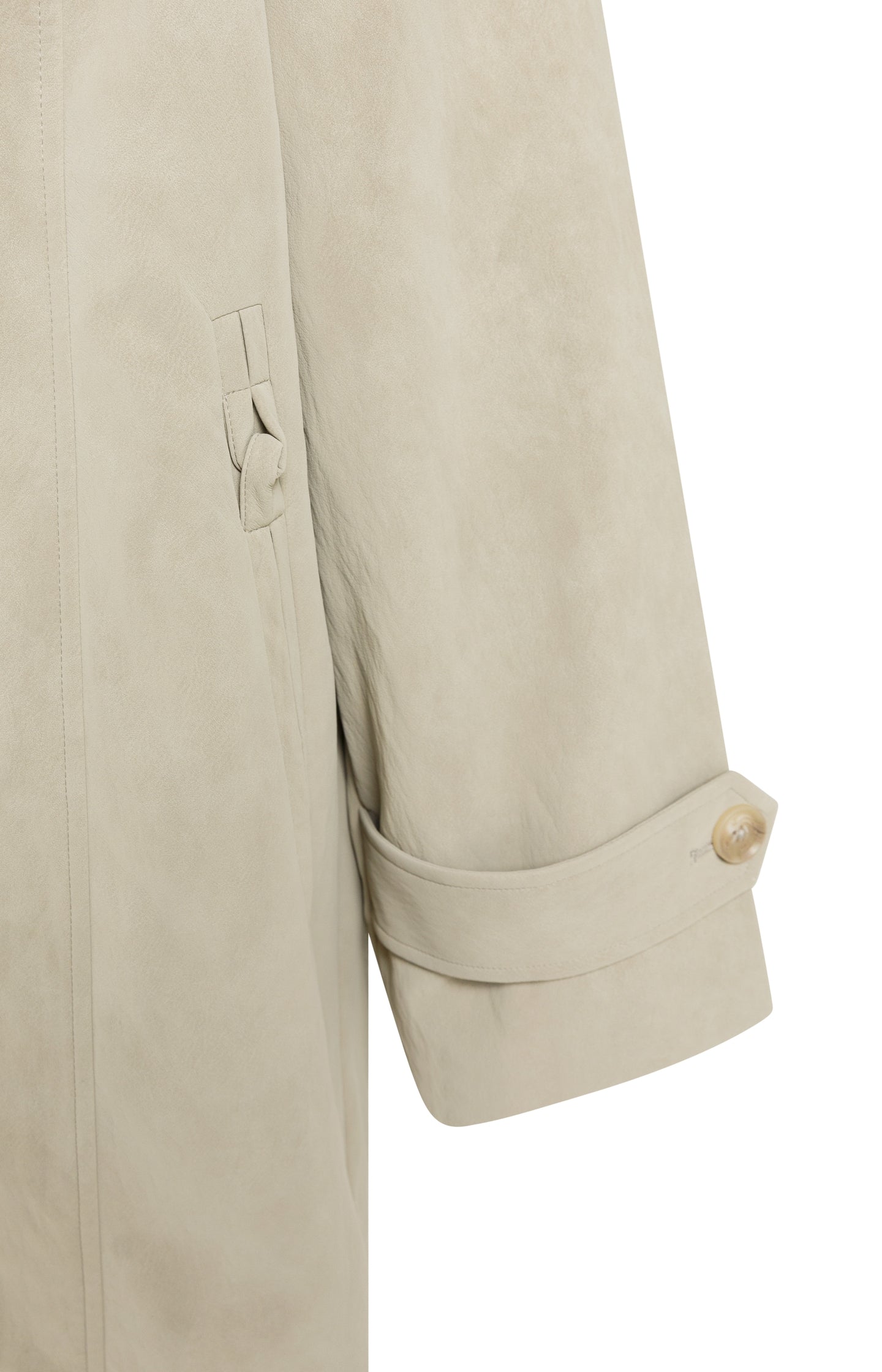 Long faux suede coat with detachable collar - Type: lookbook