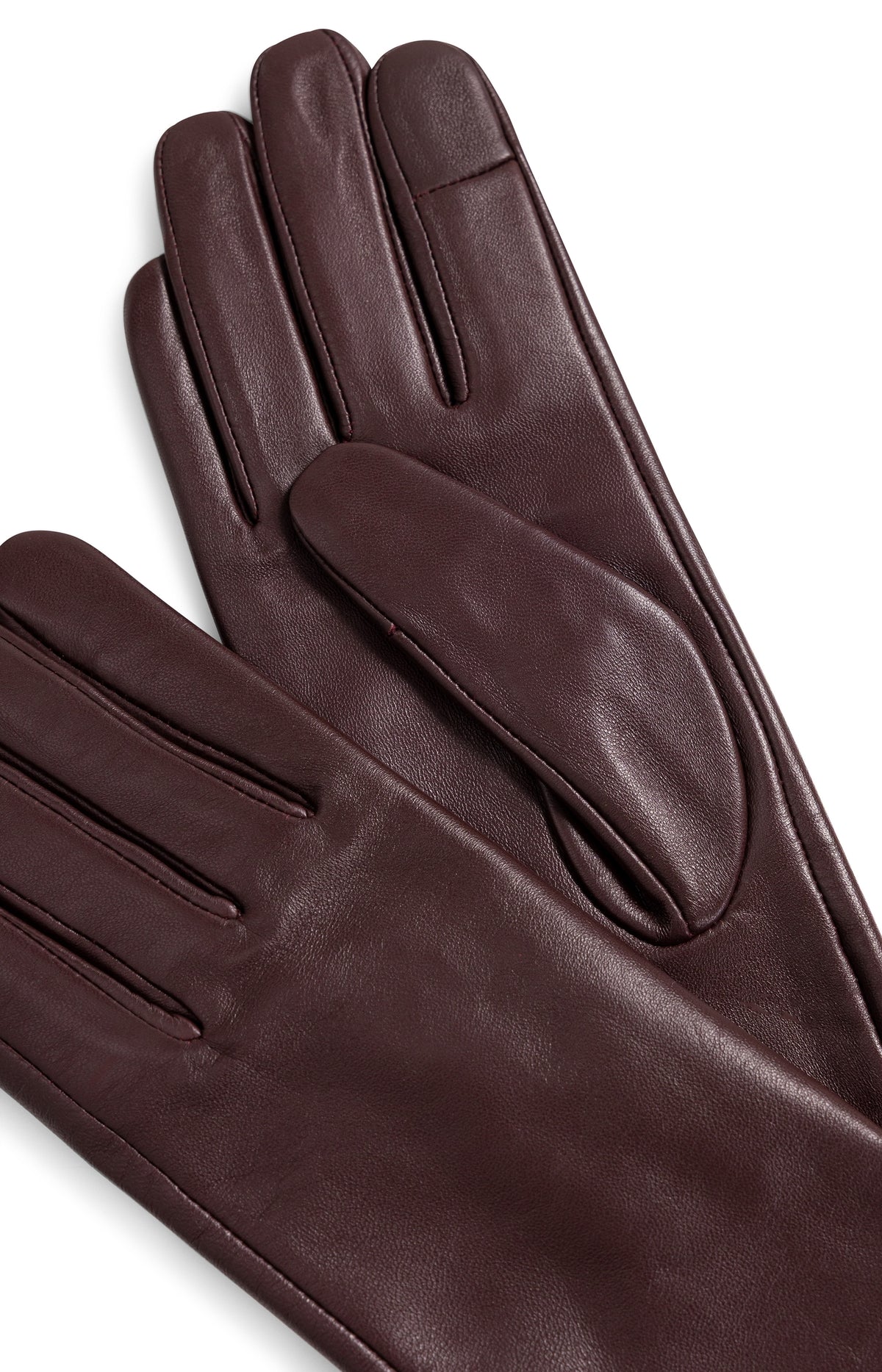 Long leather gloves - Bitter Chocolate Red