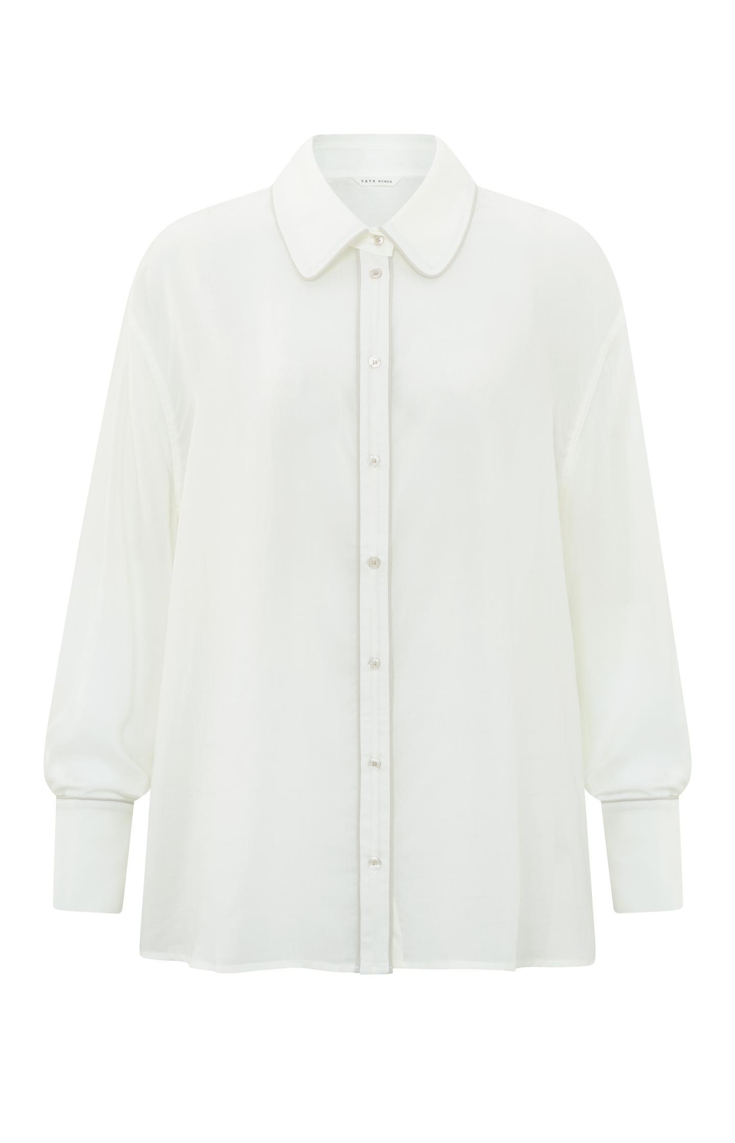 Long-sleeve blouse with contrast details - Type: product