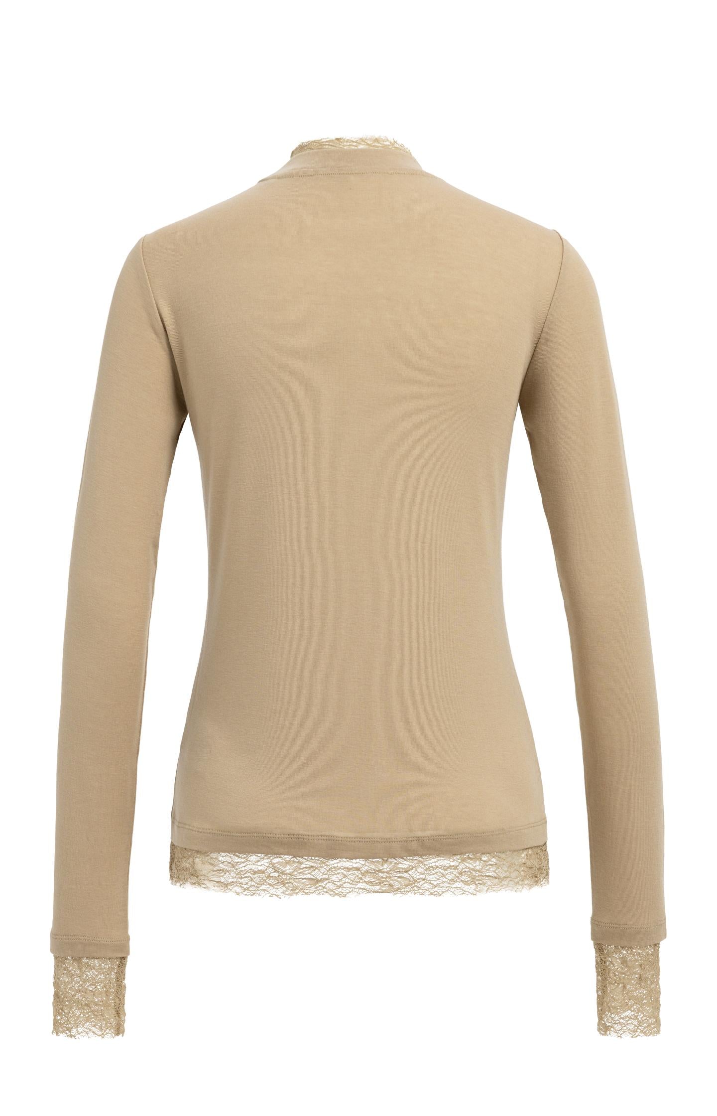 Long sleeve jersey top with lace details - Type: product
