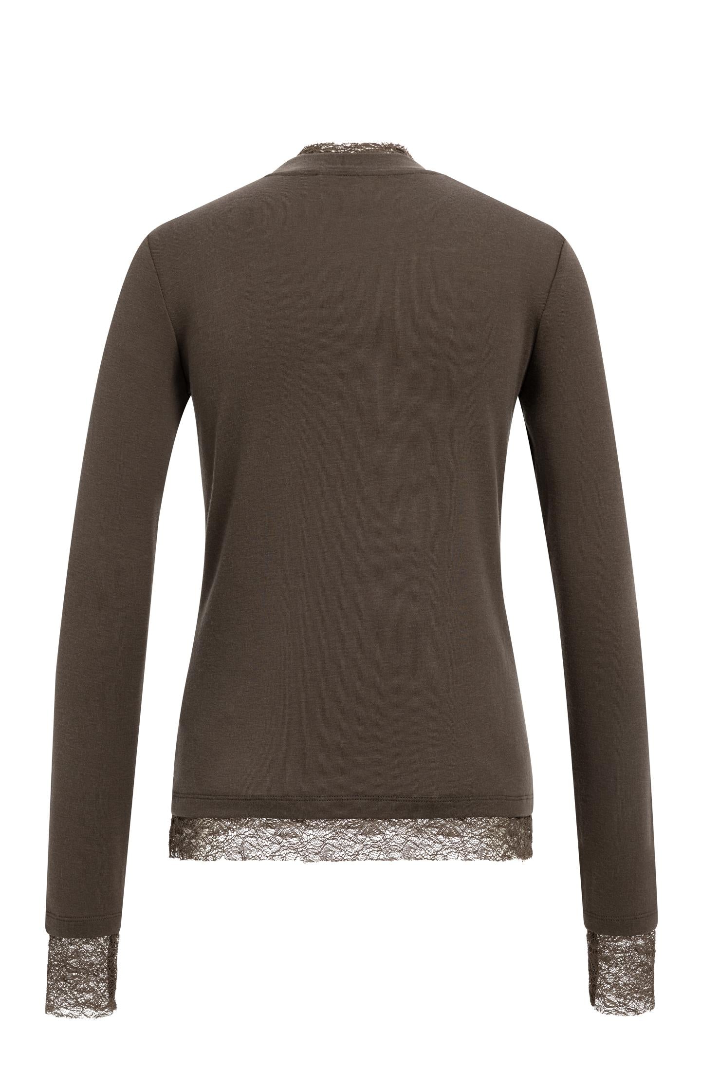 Long sleeve jersey top with lace details