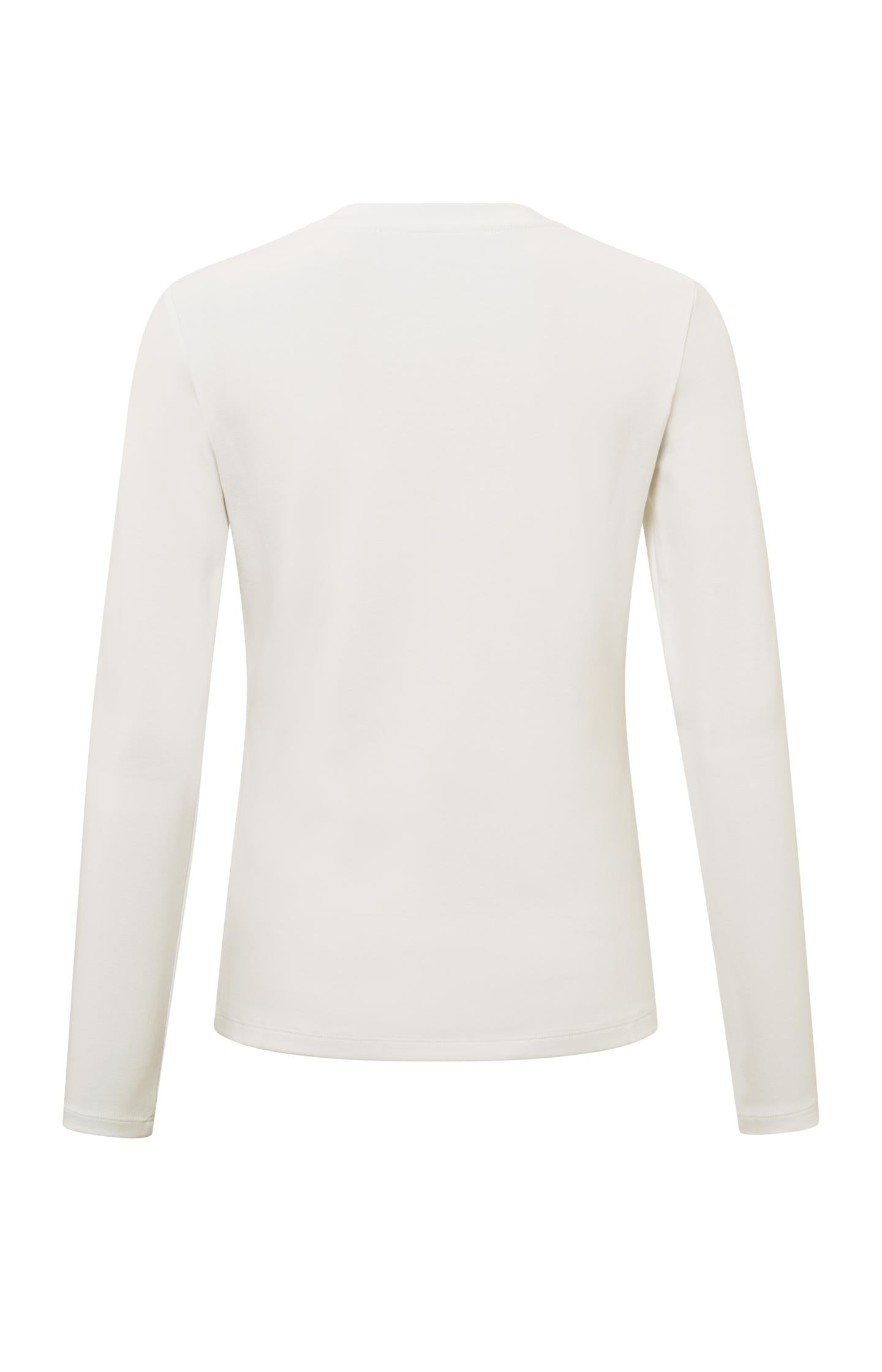 Long sleeve shirt in heavy cotton with round neckline