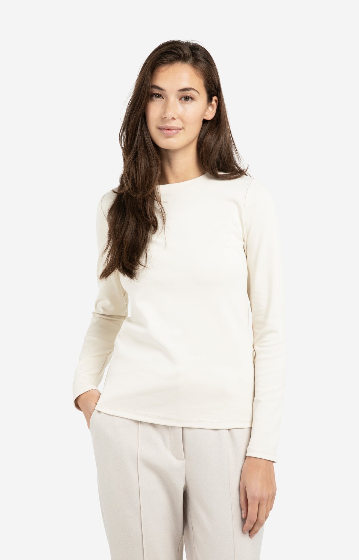 Long sleeve shirt in heavy cotton with round neckline - Type: lookbook