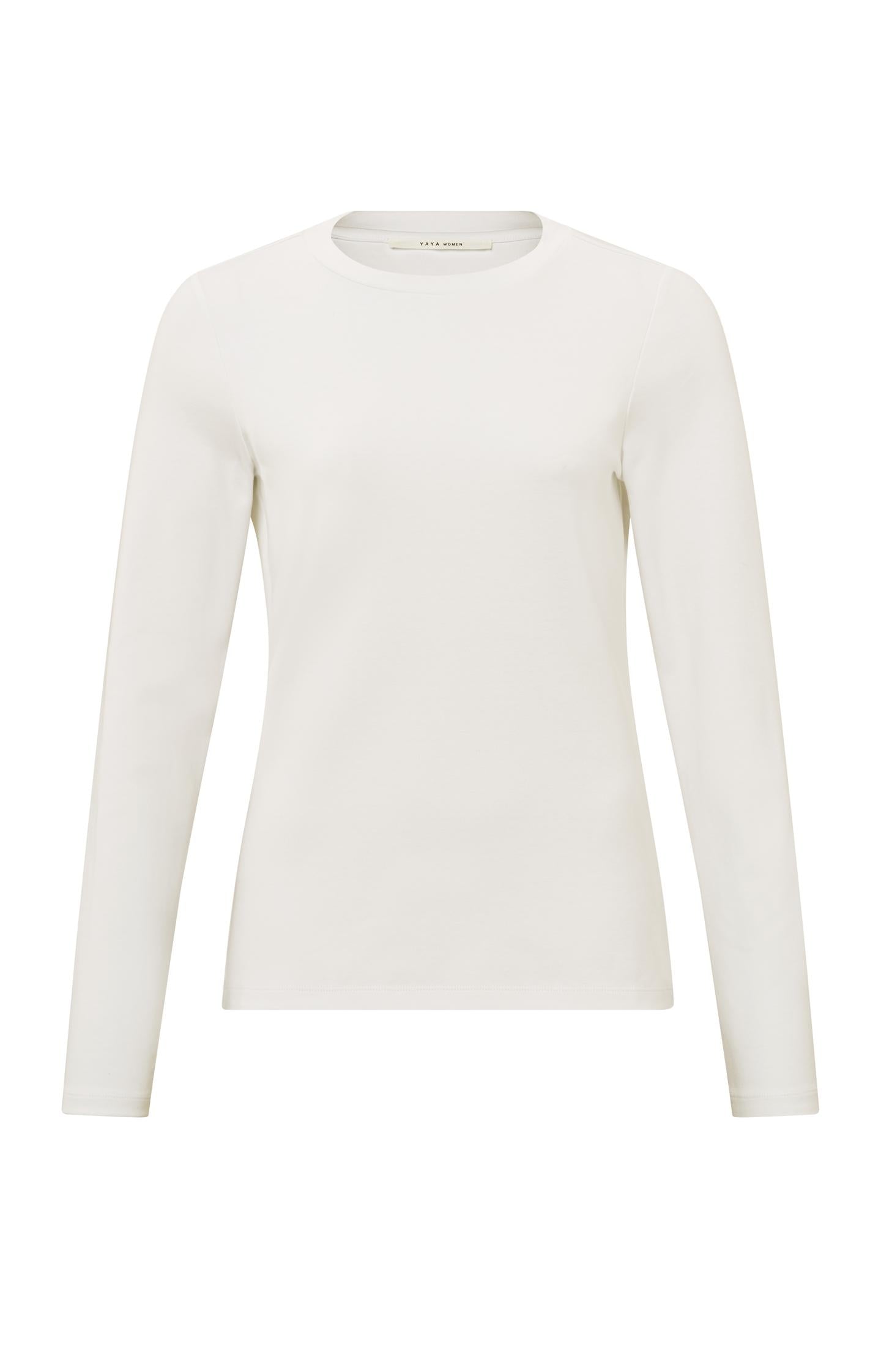 Long sleeve shirt in heavy cotton with round neckline
