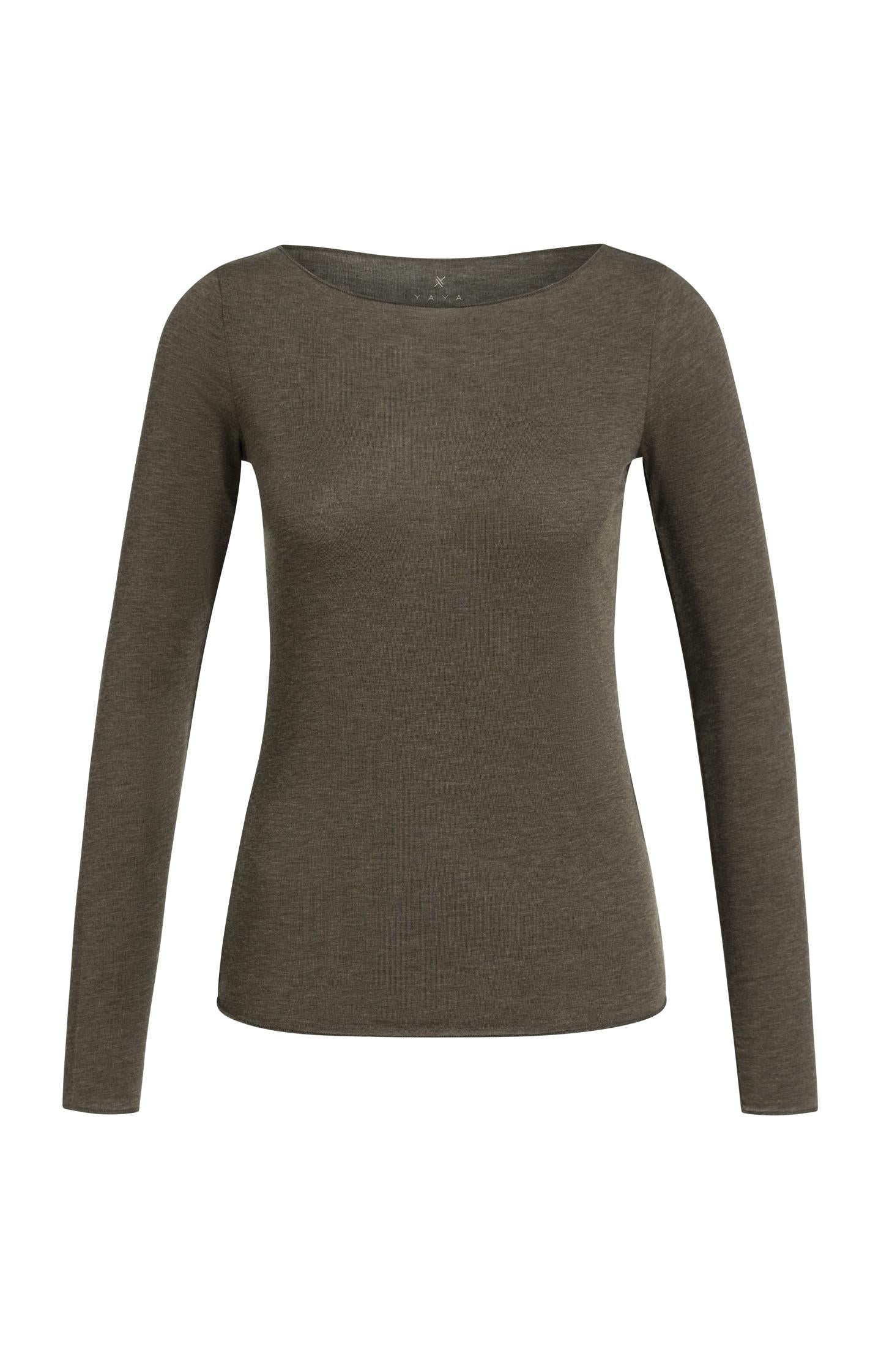 Long sleeve top with boat neck