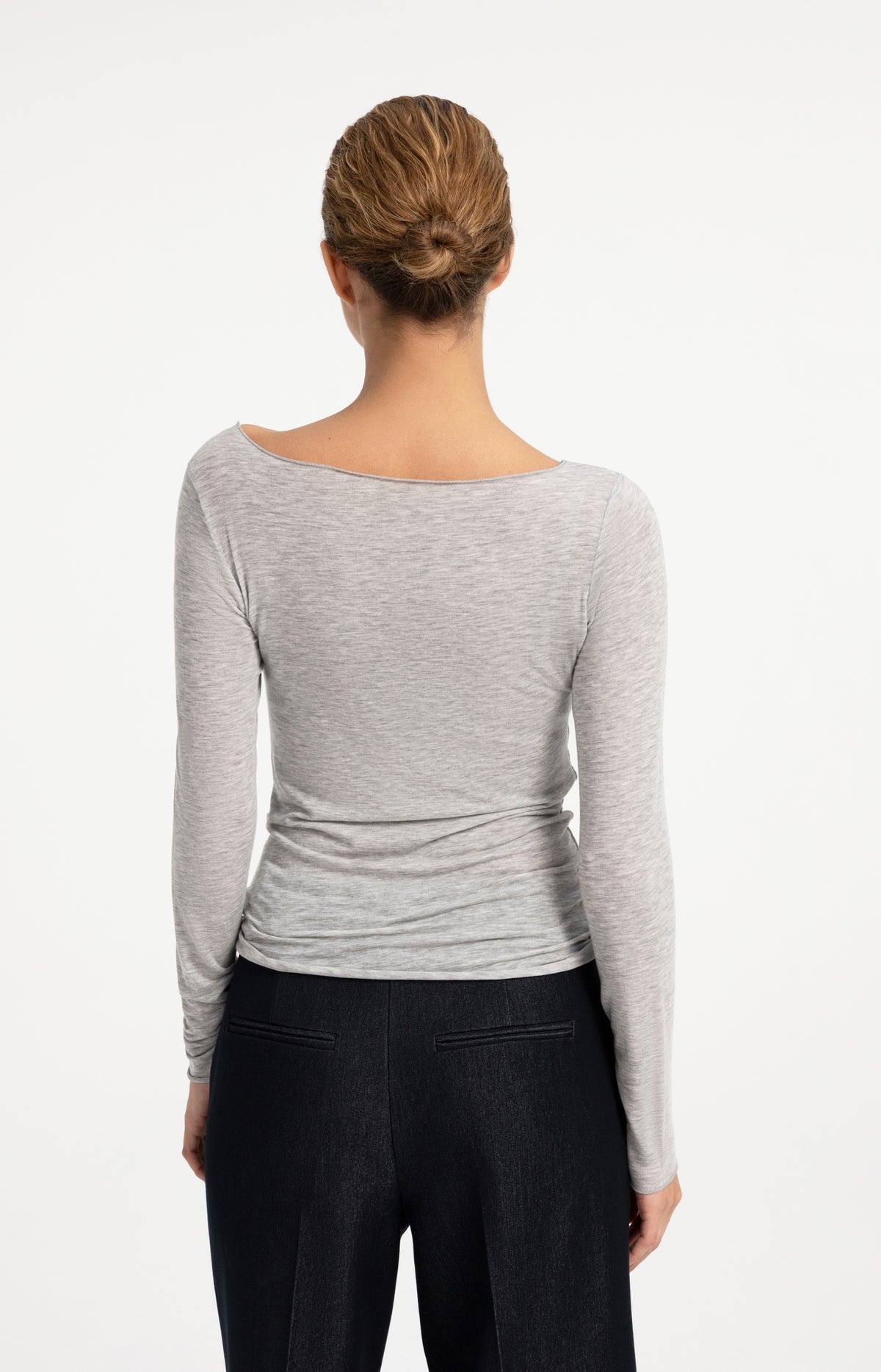 Long sleeve top with boat neck