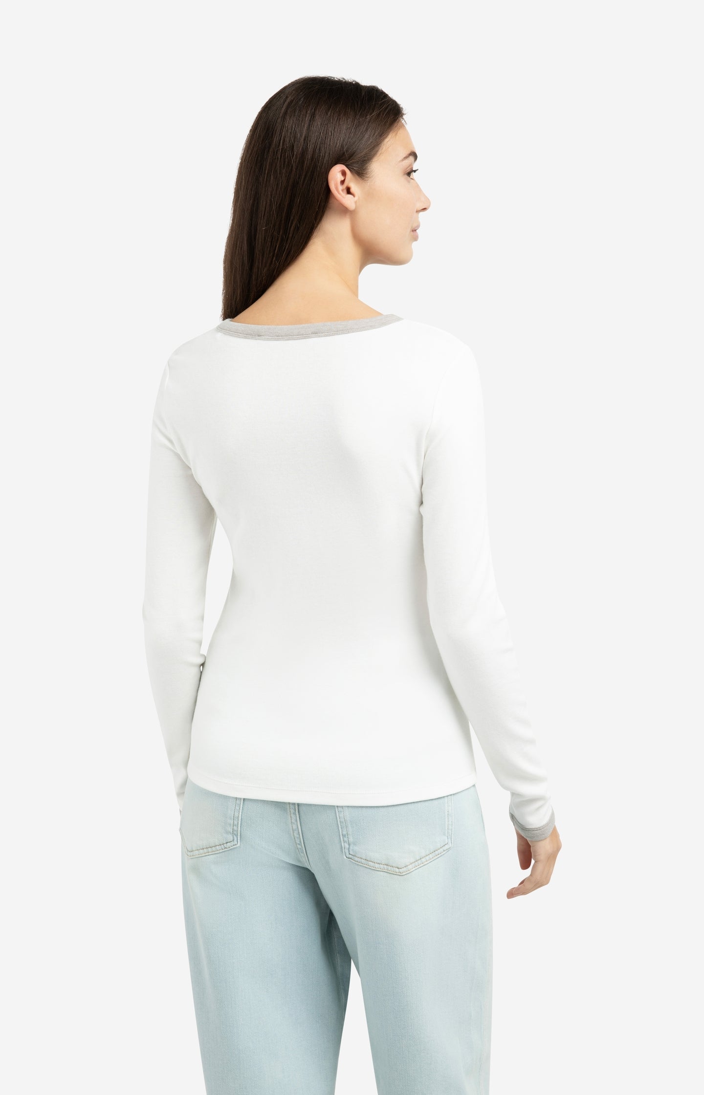 Long sleeve top with contrast trims