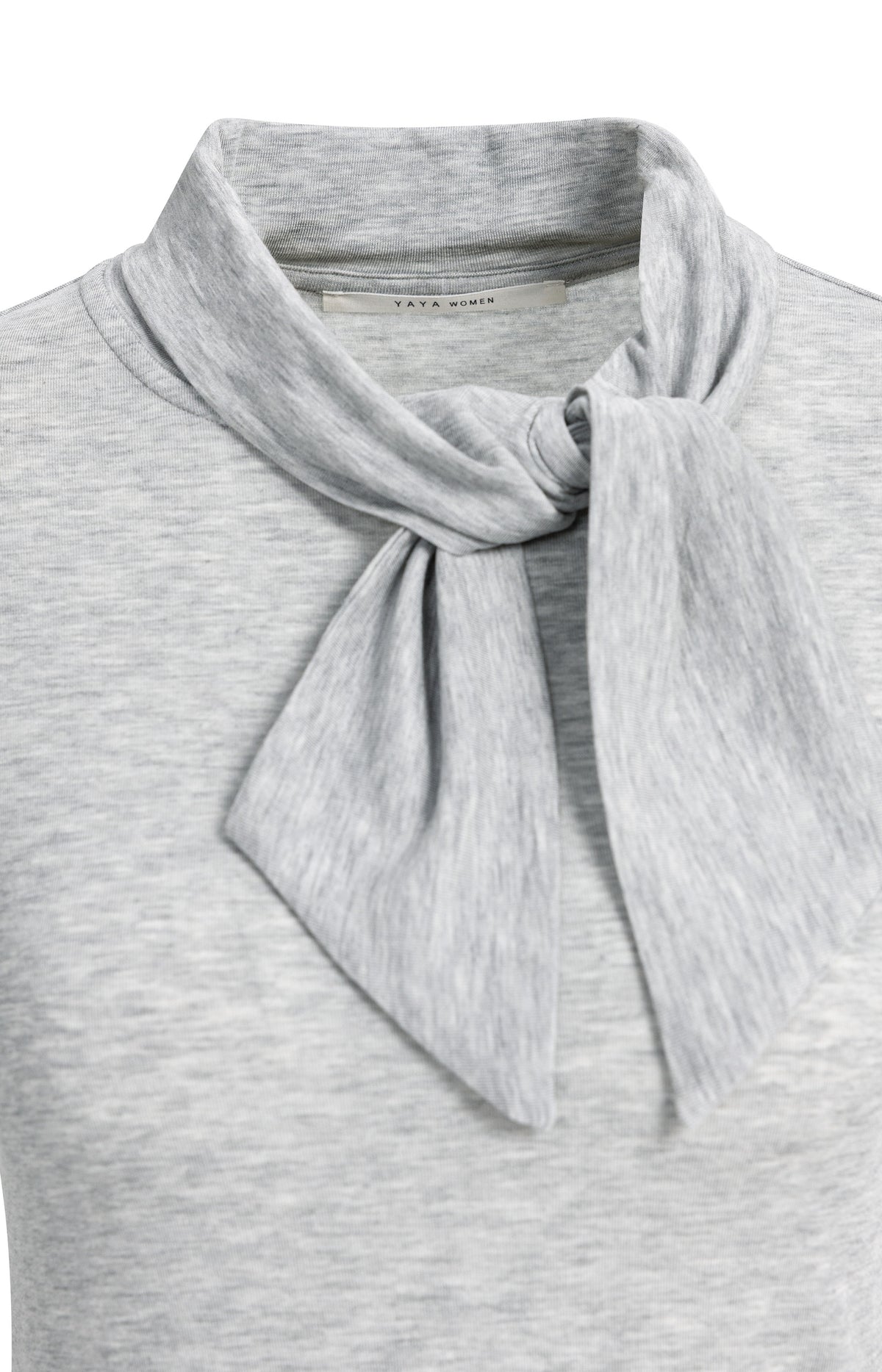 Long sleeve top with scarf collar - Illusions Gray Melange