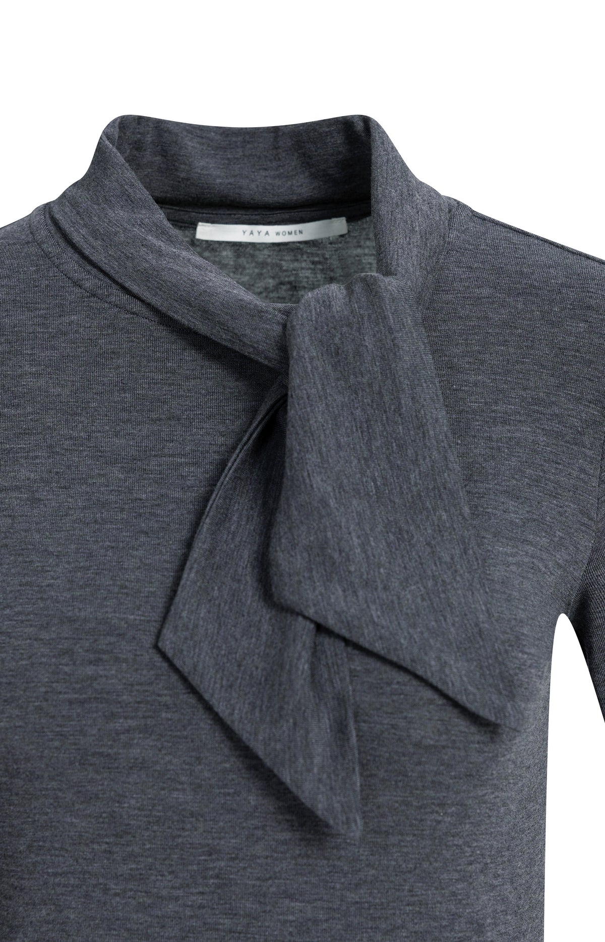 Long sleeve top with scarf collar - Pavement Grey Melange