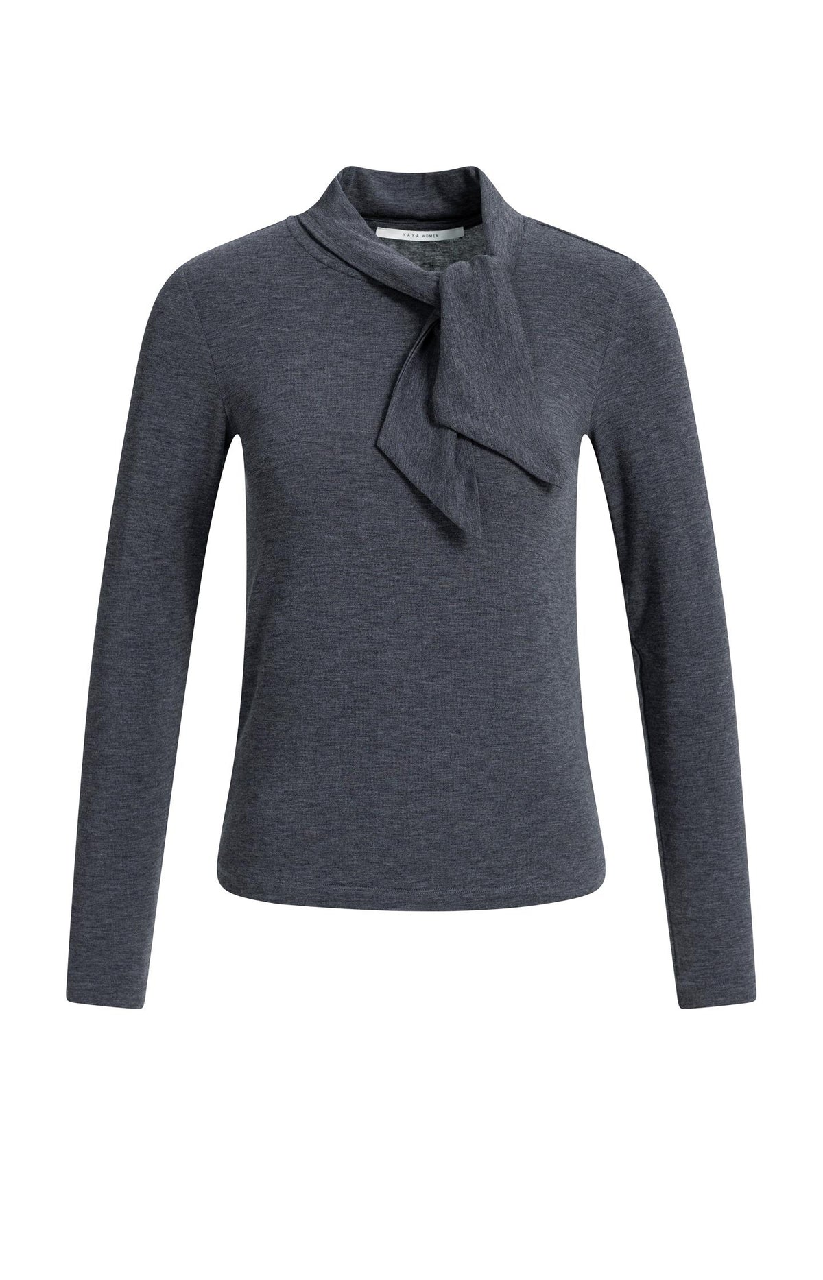 Long sleeve top with scarf collar - Illusions Gray Melange