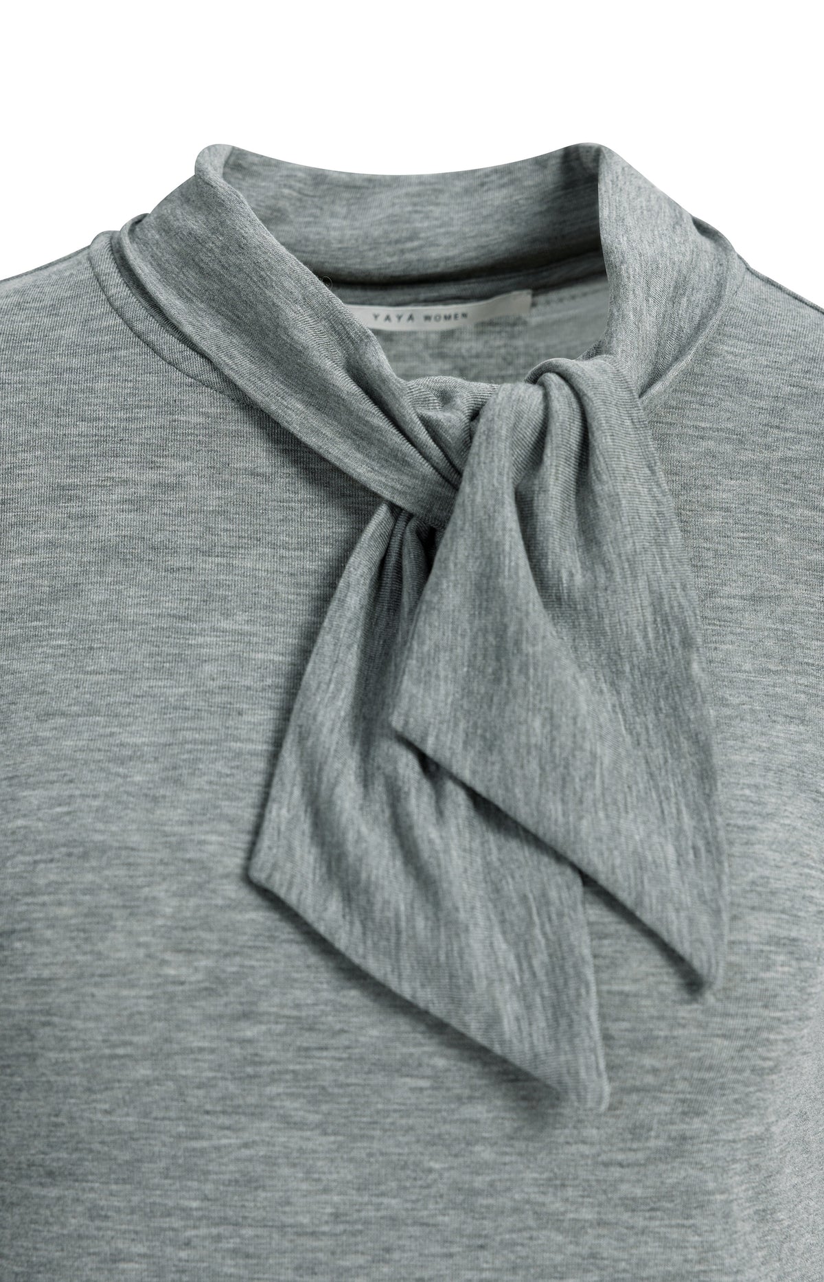 Long sleeve top with scarf collar - Soap Grey Melange
