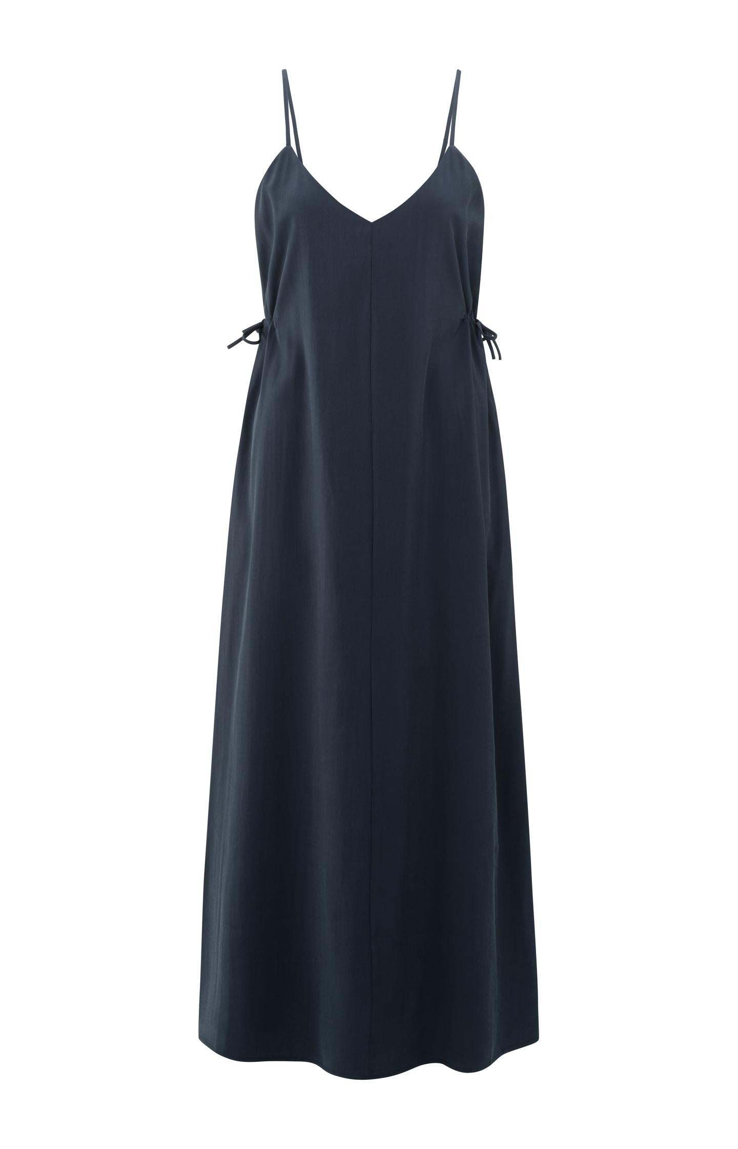 Long strappy dress with drawstring details