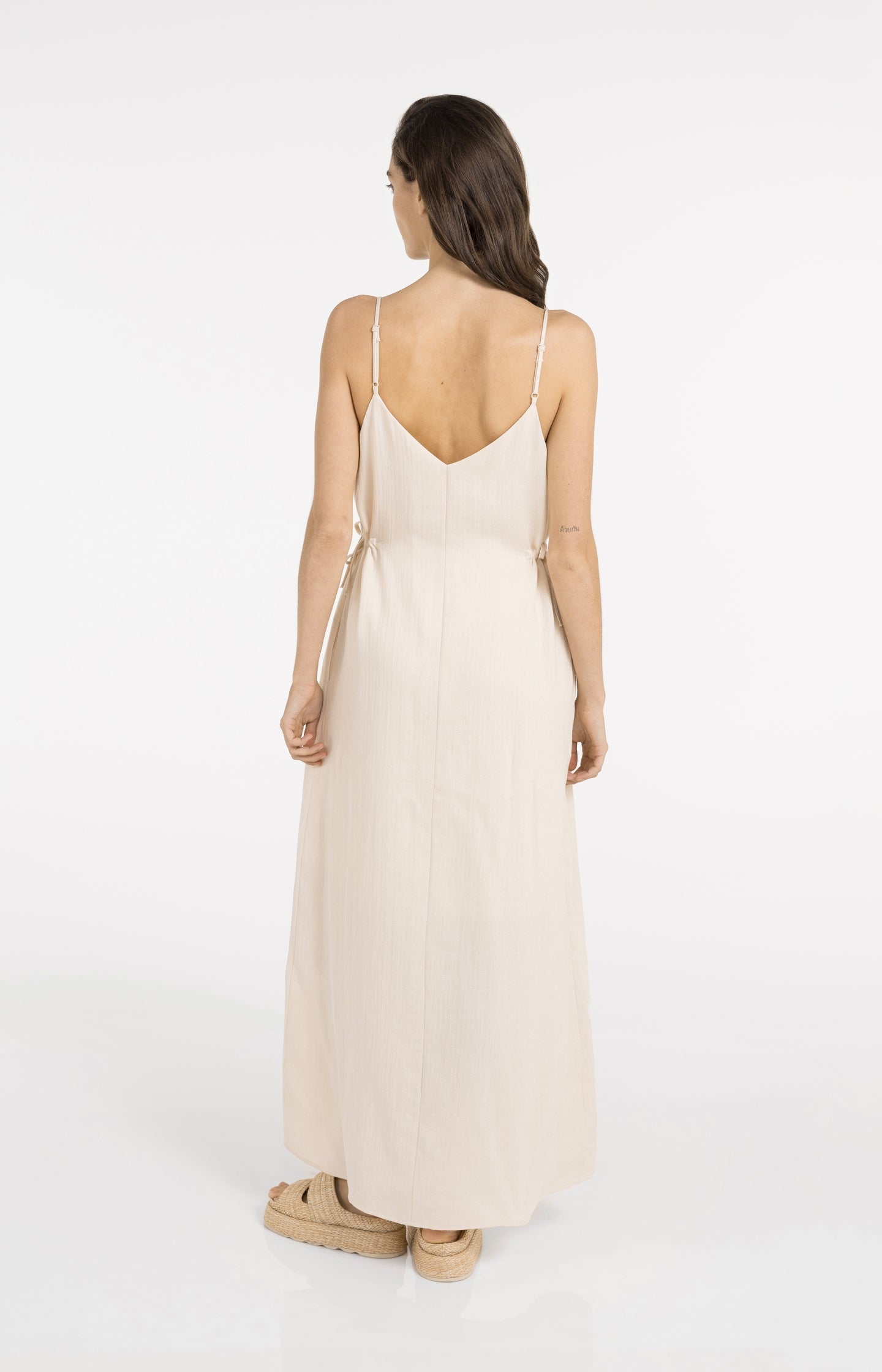 Long strappy dress with drawstrings