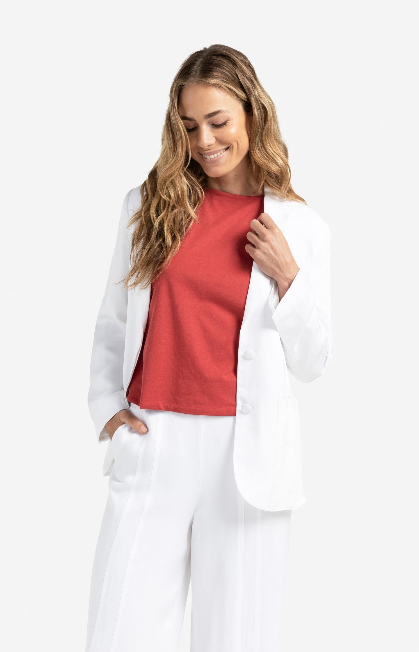 Loose fit blazer with patch pockets and slit details