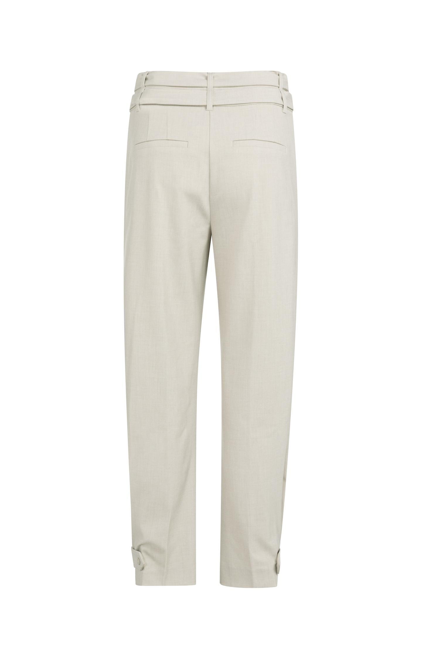 Loose fit trousers with double belt and button detail - Beige