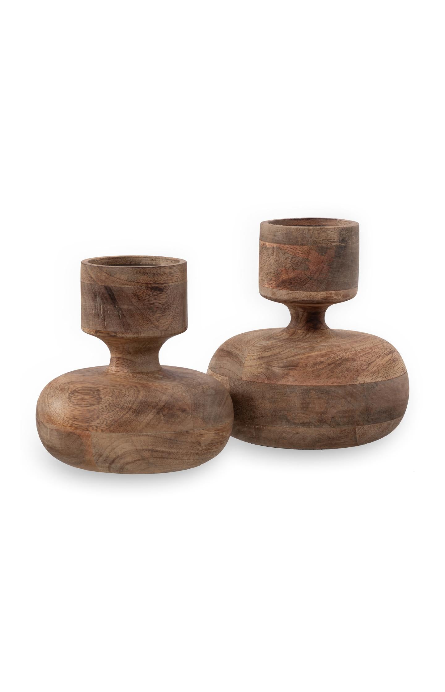 Mango wood candle holder