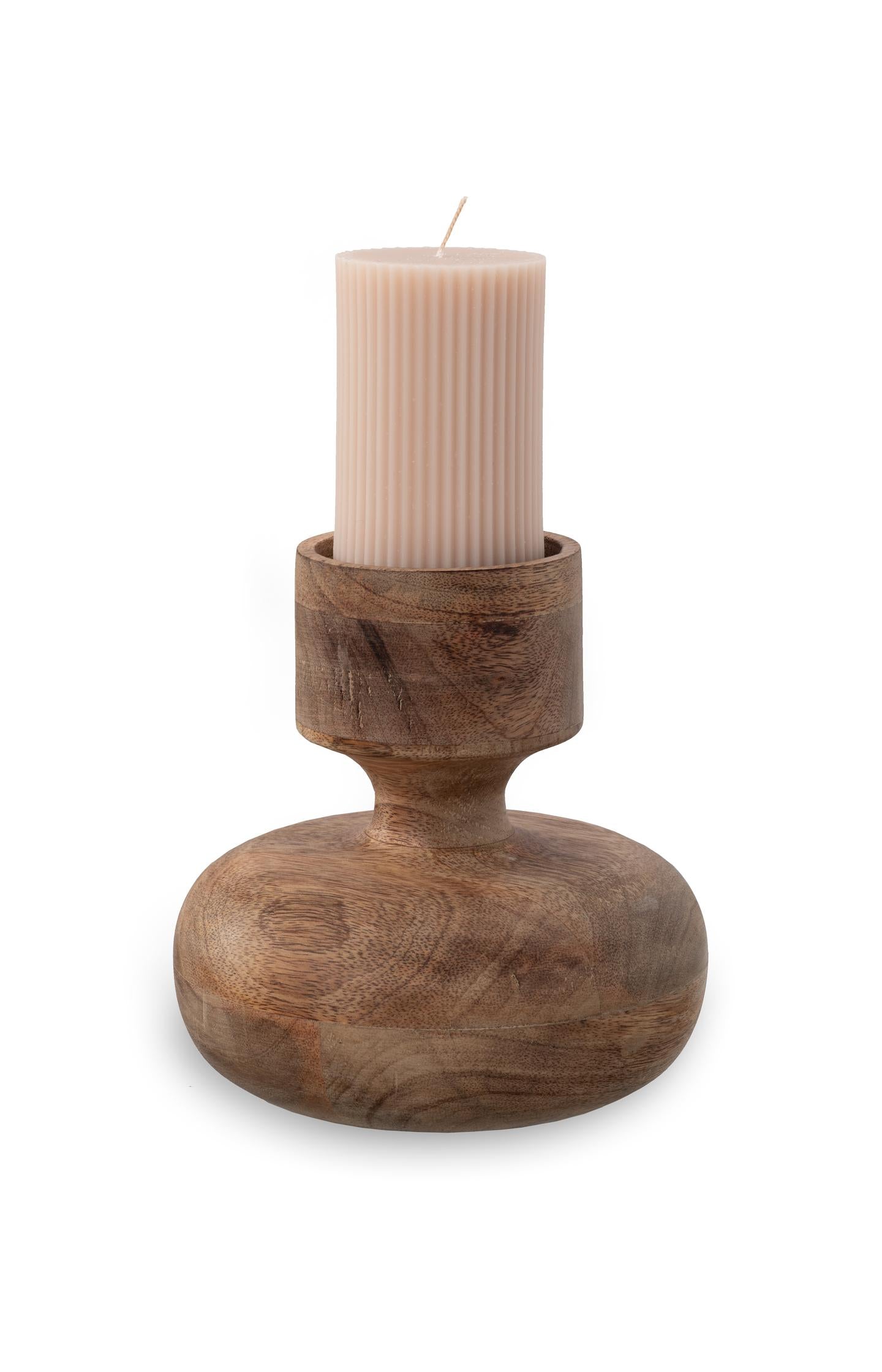 Mango wood candle holder