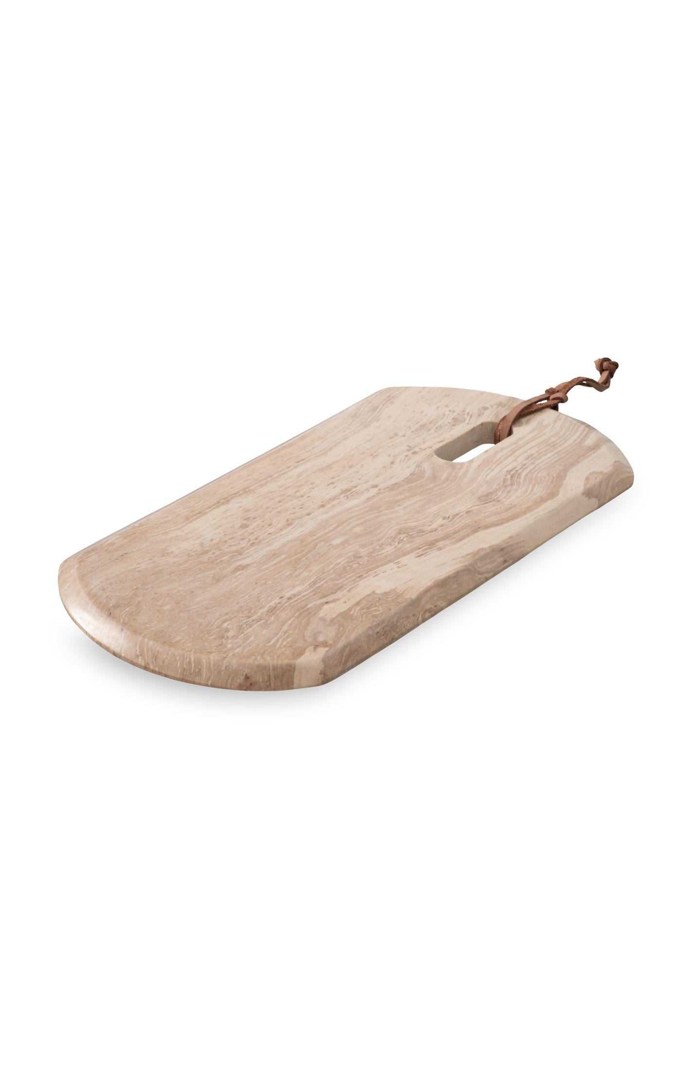 Marble serving platter with leather cord - Type: product