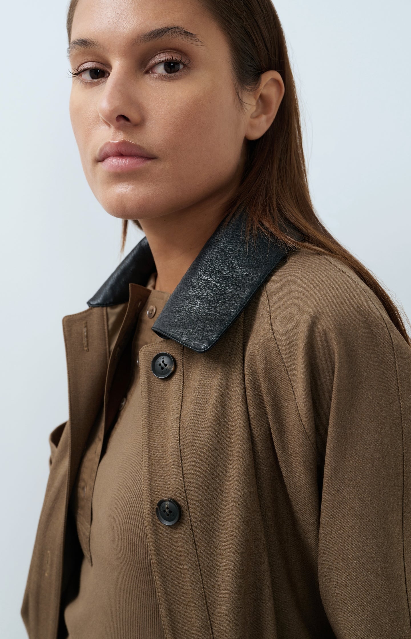 Melange jacket with contrast collar
