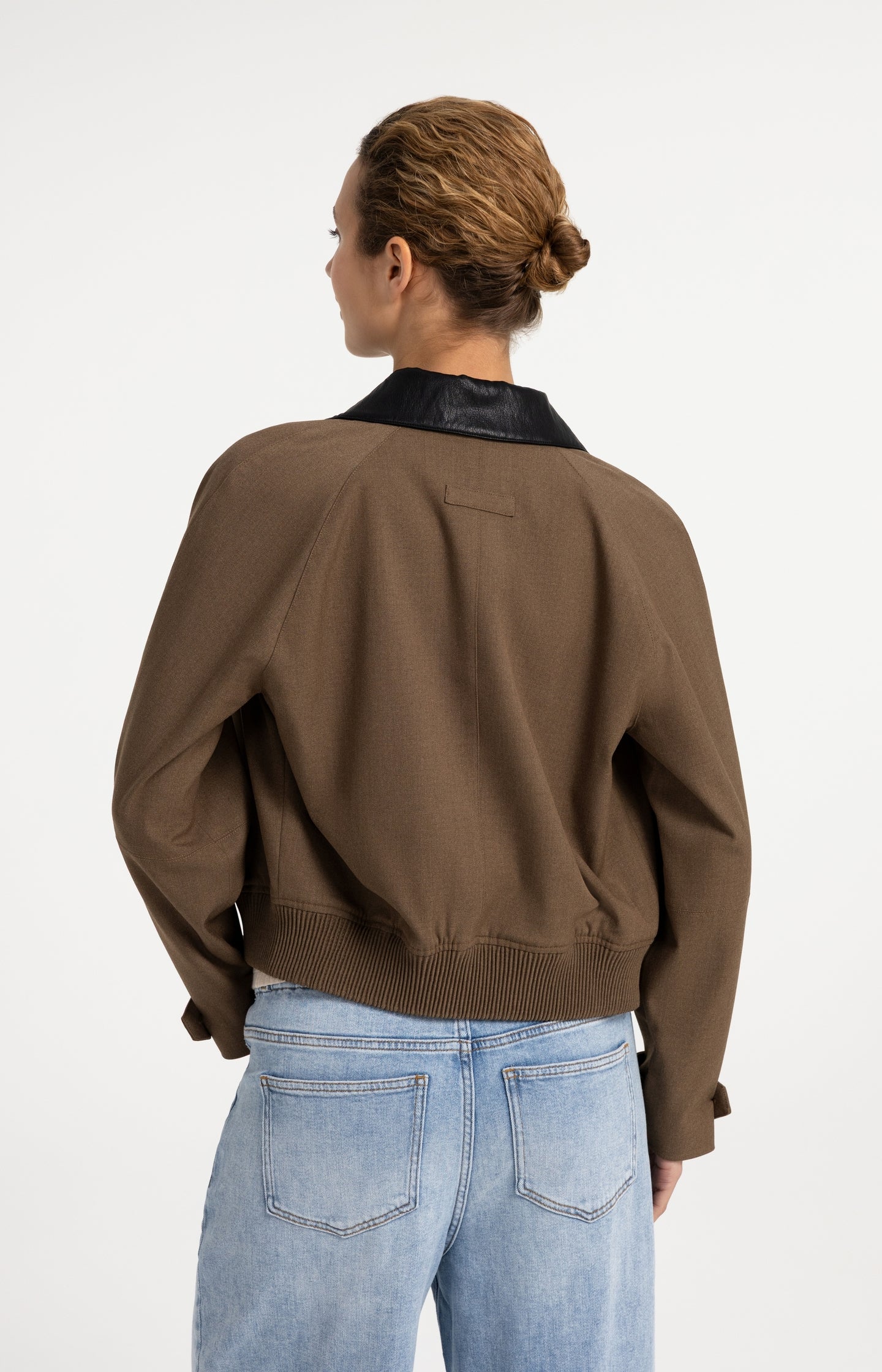 Melange jacket with contrast collar