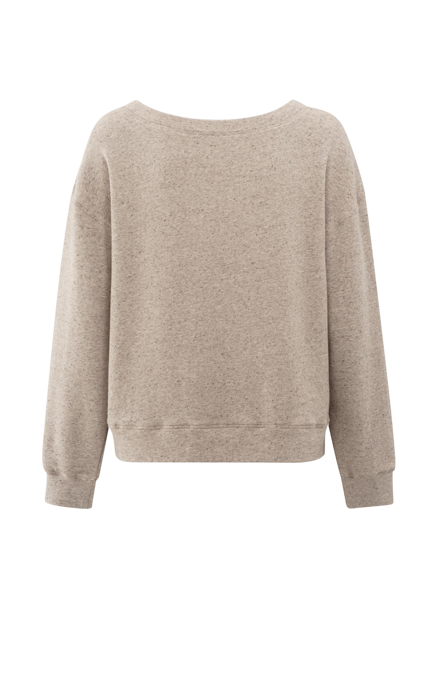 Mélange sweatshirt with boat neckline and side slit