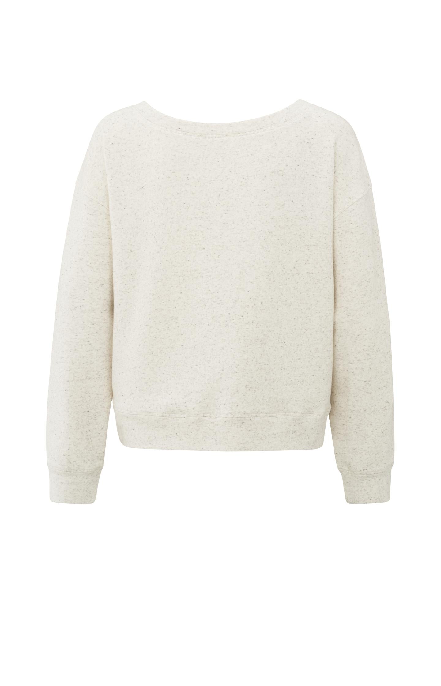 Mélange sweatshirt with boat neckline and side slit